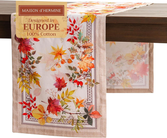 Maison d' Hermine Table Runner 100% Cotton Single Layer Table Runners 108 inches Long for Thanksgiving Christmas Decorations Home Kitchen Dining Party Wedding (Amarante, 14.5" x 108")