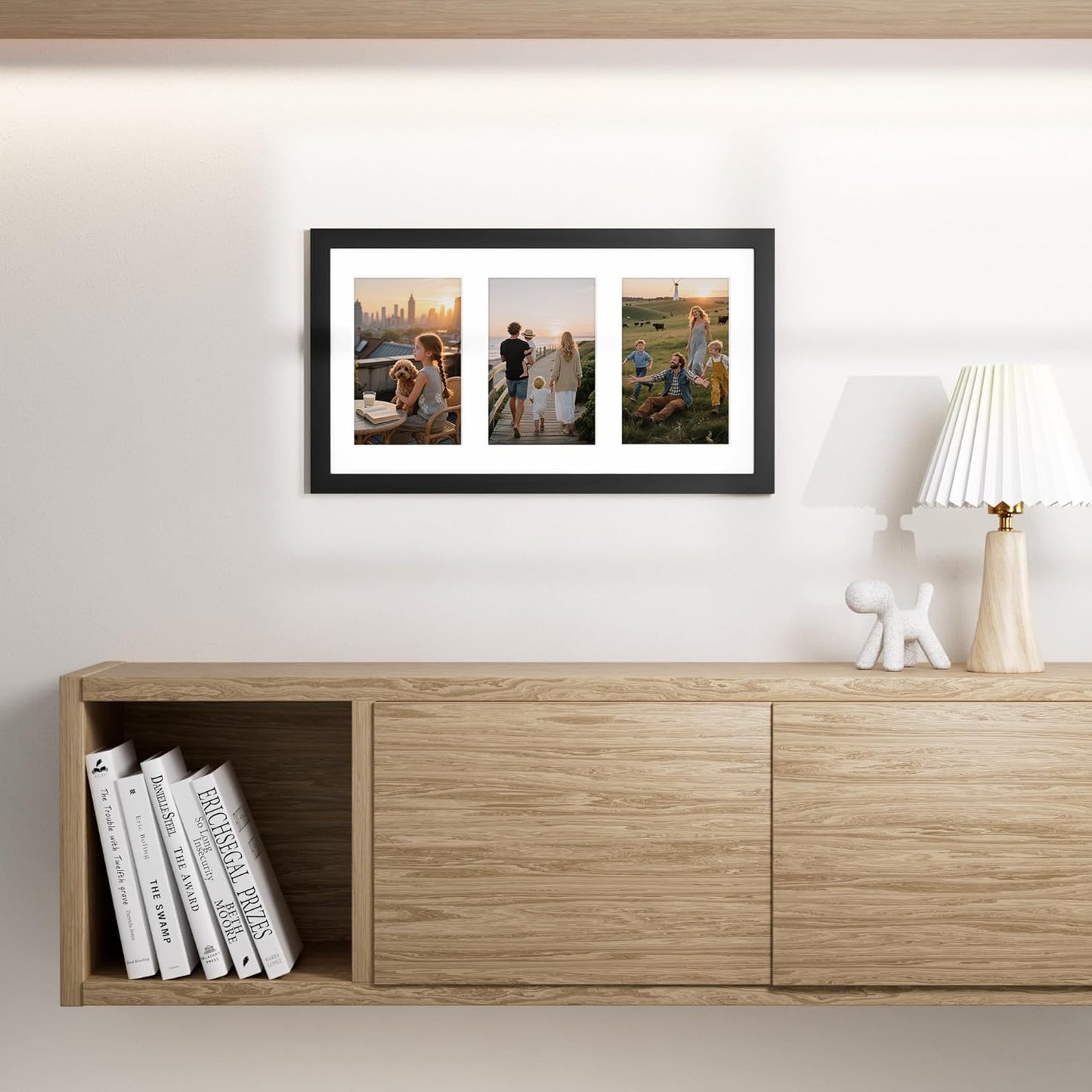 Vittanly 8x14 Picture Frames Collage, Displays 3Pcs 4x6 Pictures with Mat, Collage Picture Frame for Horizontal or Vertical Display, Black, 1 Pack