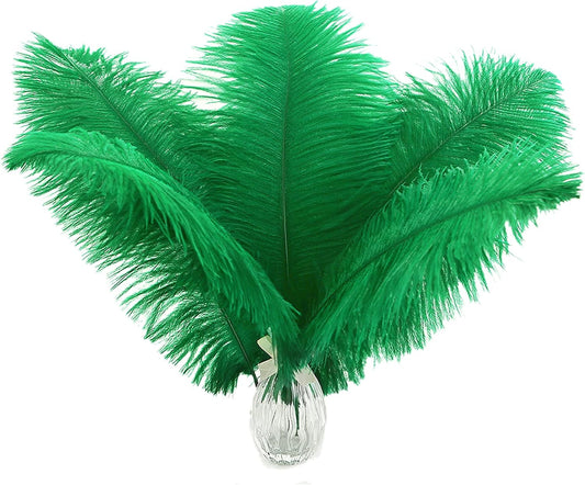 Ballinger Green Ostrich Feathers Bulk - 24pcs 10-12inch Feathers for Vase, Wedding Party Centerpieces Mardi Gras Decorations and Home Decor