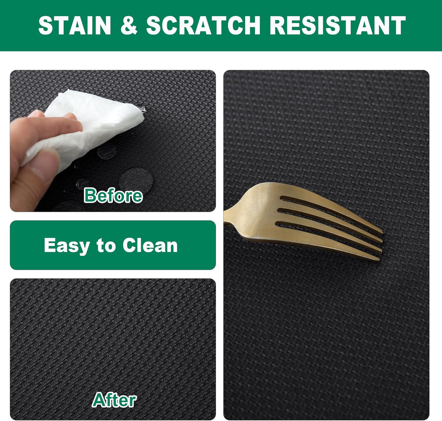 Biscaynebay Textured Fabric Round Tablecloths 90", Black Water Resistant Washable Table Cloths Circle Folding Table Covers Linen for Dining, Kitchen, Wedding & Parties, etc