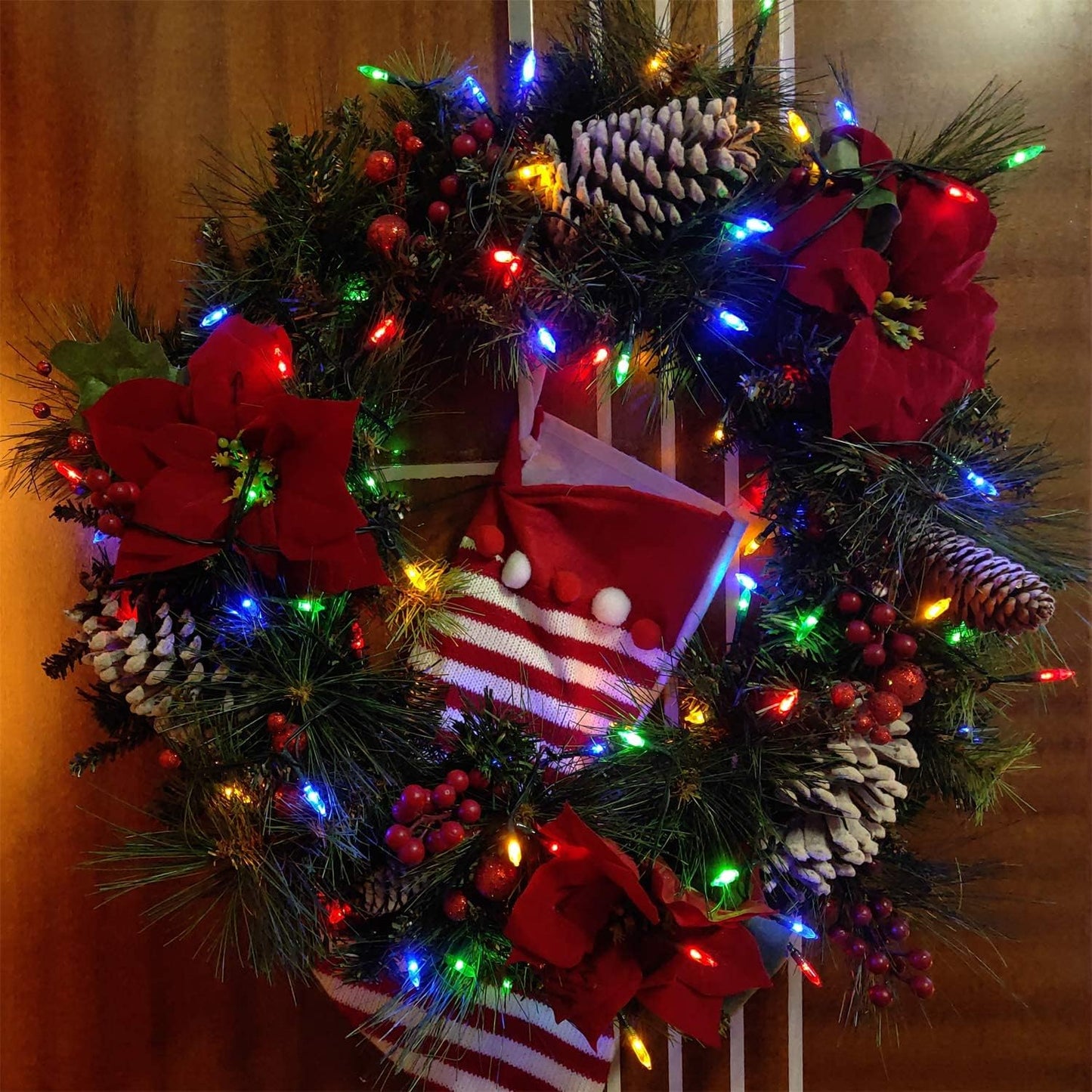 Christmas Lights 50 LED String Lights Battery Operated Clear Mini Lights18ft with Timer for Thanksgiving Day Wreath Christmas Tree Indoor Outdoor Decoration, Waterproof, Multicolor 2Pack