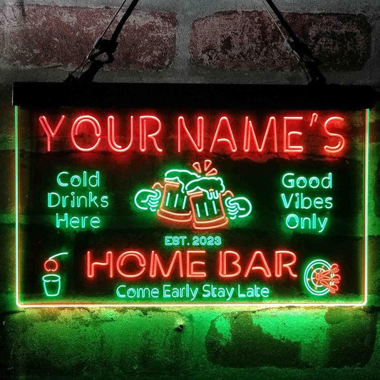ADVPRO Personalized Your Name Custom Home Bar Beer Established Year Dual Color LED Neon Sign Green & Red 24 x 16 Inches st6s64-p1-tm-gr
