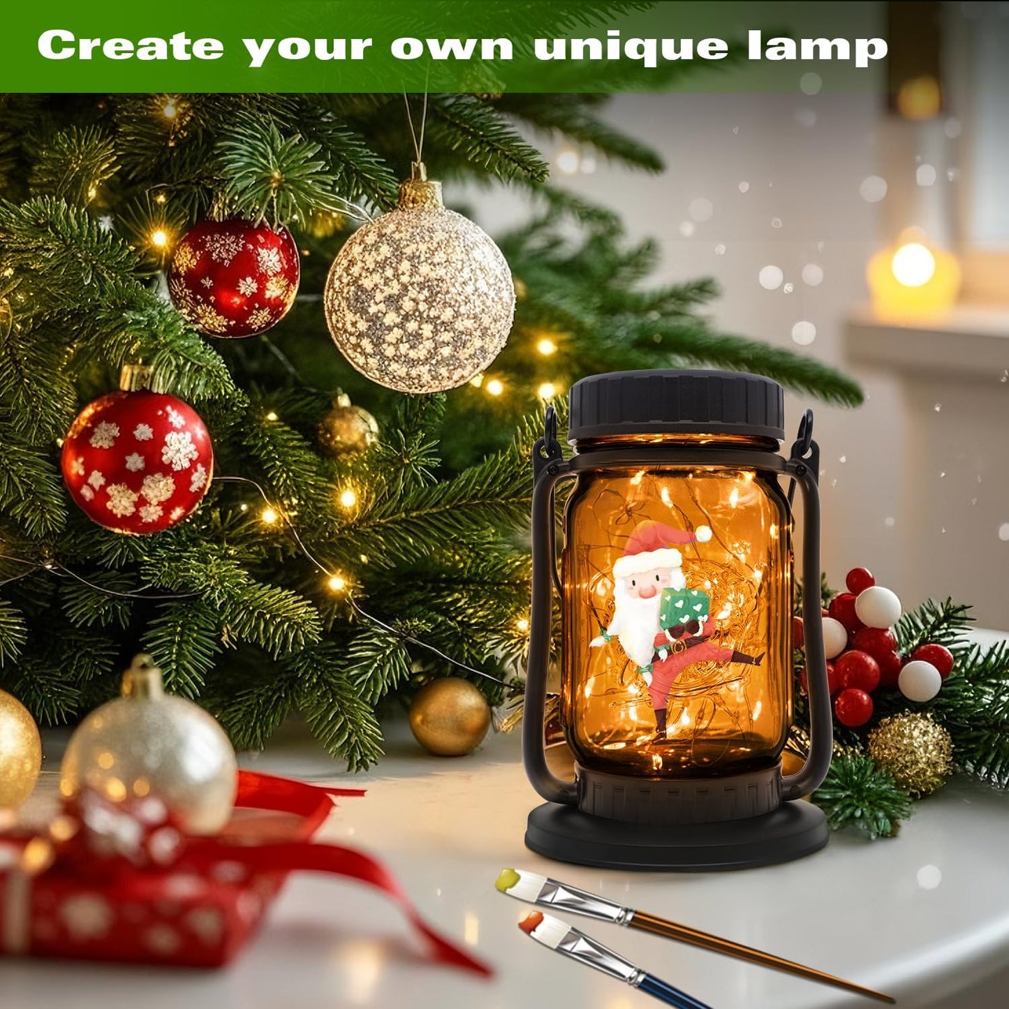Mason Jar Lights - Solar Lantern Outdoor Waterproof, Hanging Solar Lights for Outside, Halloween, Fairy Twinkle Glass Decorative Lamp for Yard, Patio, Garden, Porch, Table, Wedding, Pack 2