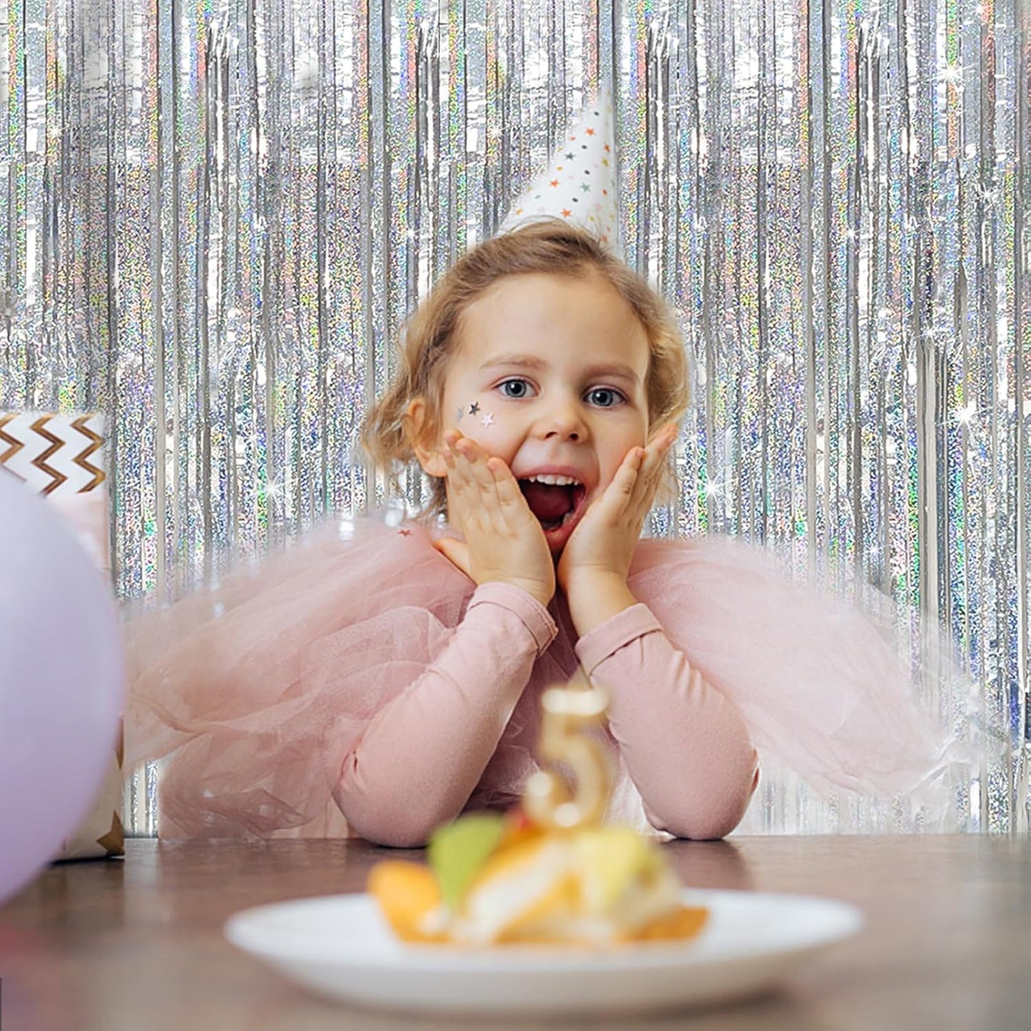 Tinsel Curtain Party Backdrop Silver Birthday Decorations 10 Packs Glitter Foil Fringe Curtain Party Decor Streamers Photo Booth for Birthday Christmas Wedding Halloween Graduation Decorations