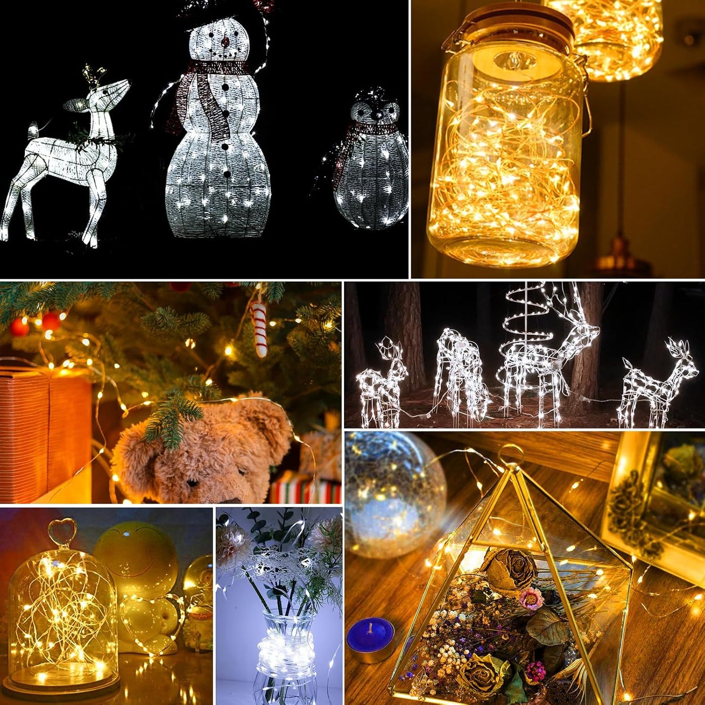 pozzolanas 24 Pack 7ft Waterproof LED Fairy Lights - Battery Operated String Lights with 20 LEDs for Home, Mason Jar, Party, Wedding, Halloween, Christmas Decorations (12 White & 12 Warm White)