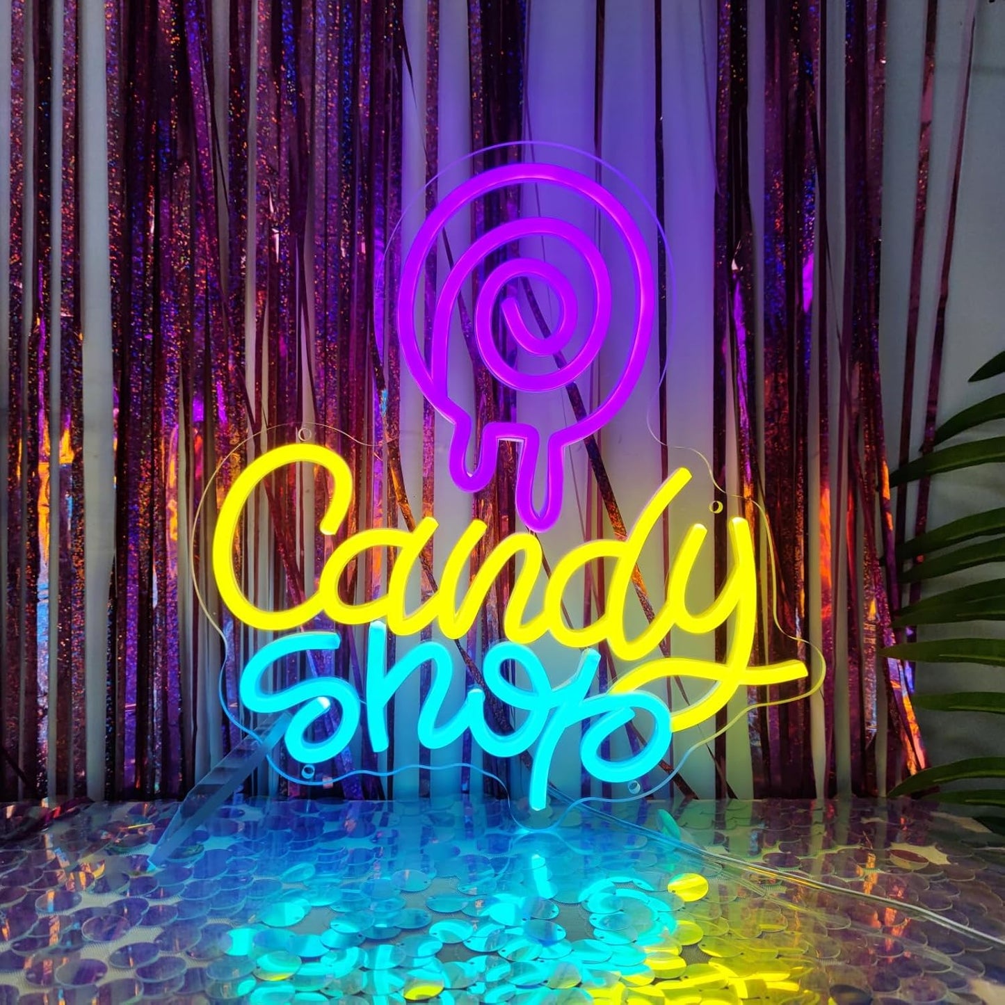 Candy Neon Sign Candy Bar Signs Candy Shop Neon Candy Sign Cherry Neon Signs for Wall Decor, NeonCandy Display Snack Sign for Sweet Shop Bedroom Birthday Party Decoration, 12.5" x 13.3"
