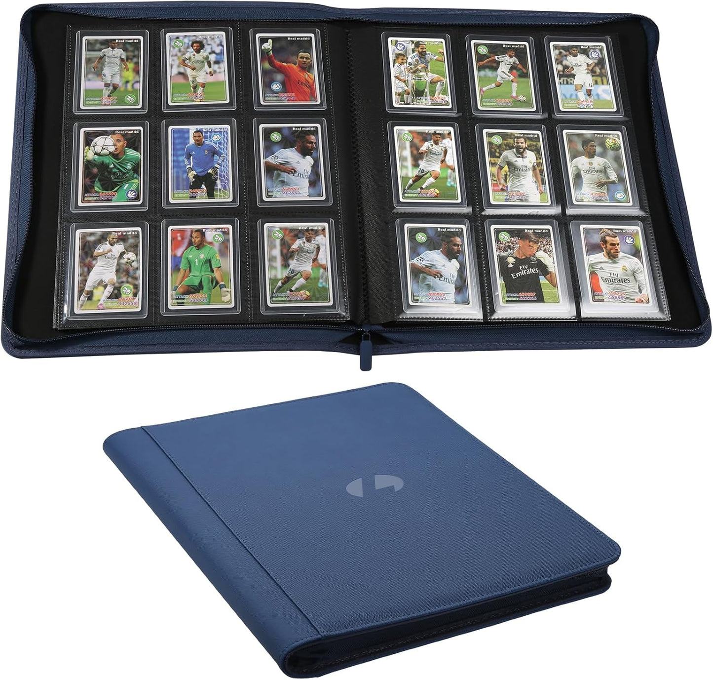 Toploader Binder,Holds 288 Toploaders,9 Pocket Double-Sided Top Loader Binders with Sleeves for 3 x 4'' Toploaders, Card Holder for Trading Cards or Sports Cards (Dark Blue)