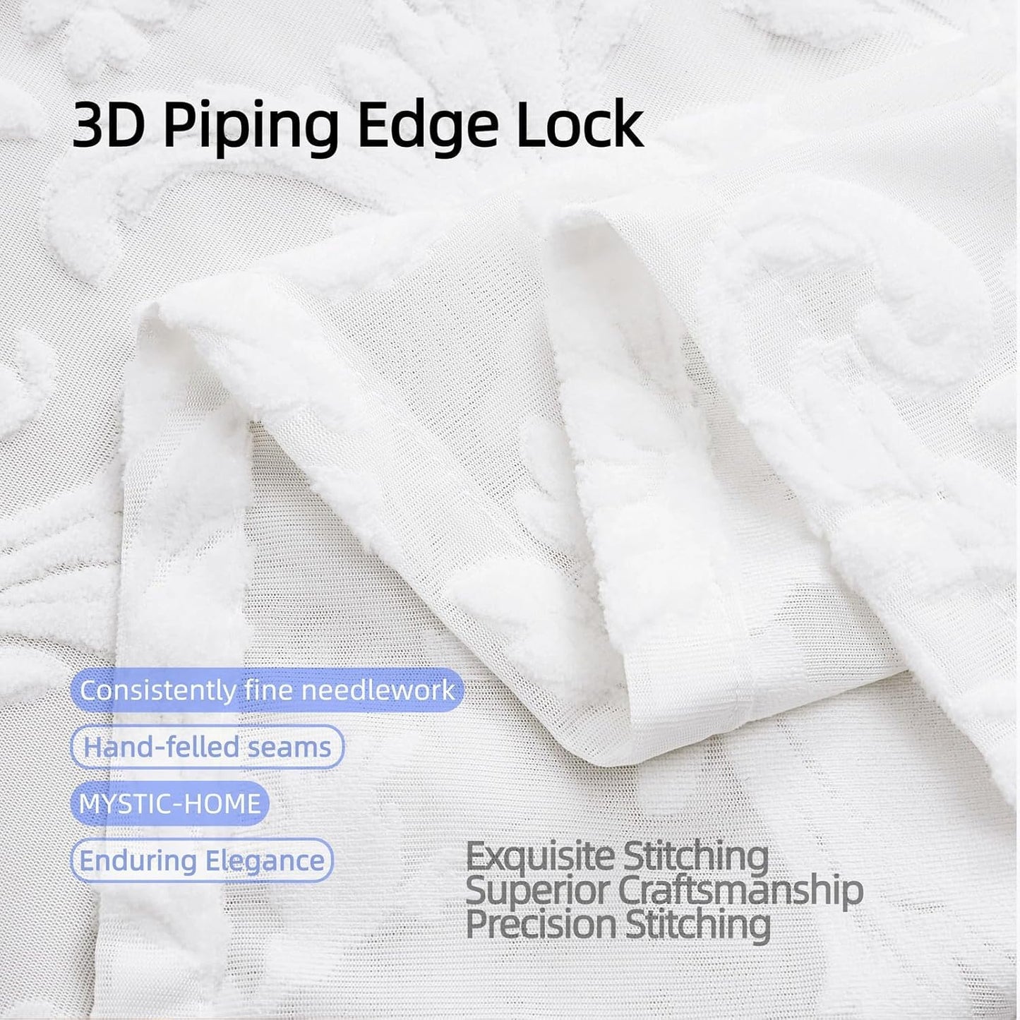 Sheer White Curtains for Bedroom Living Room Boho 63 Inches Rod Pocket Farmhouse Drapes with Floral Patterned Vintage 3D Flocked Texture & Rococo Motifs Window Curtains Set of 2 Panels, 52"W*63"L