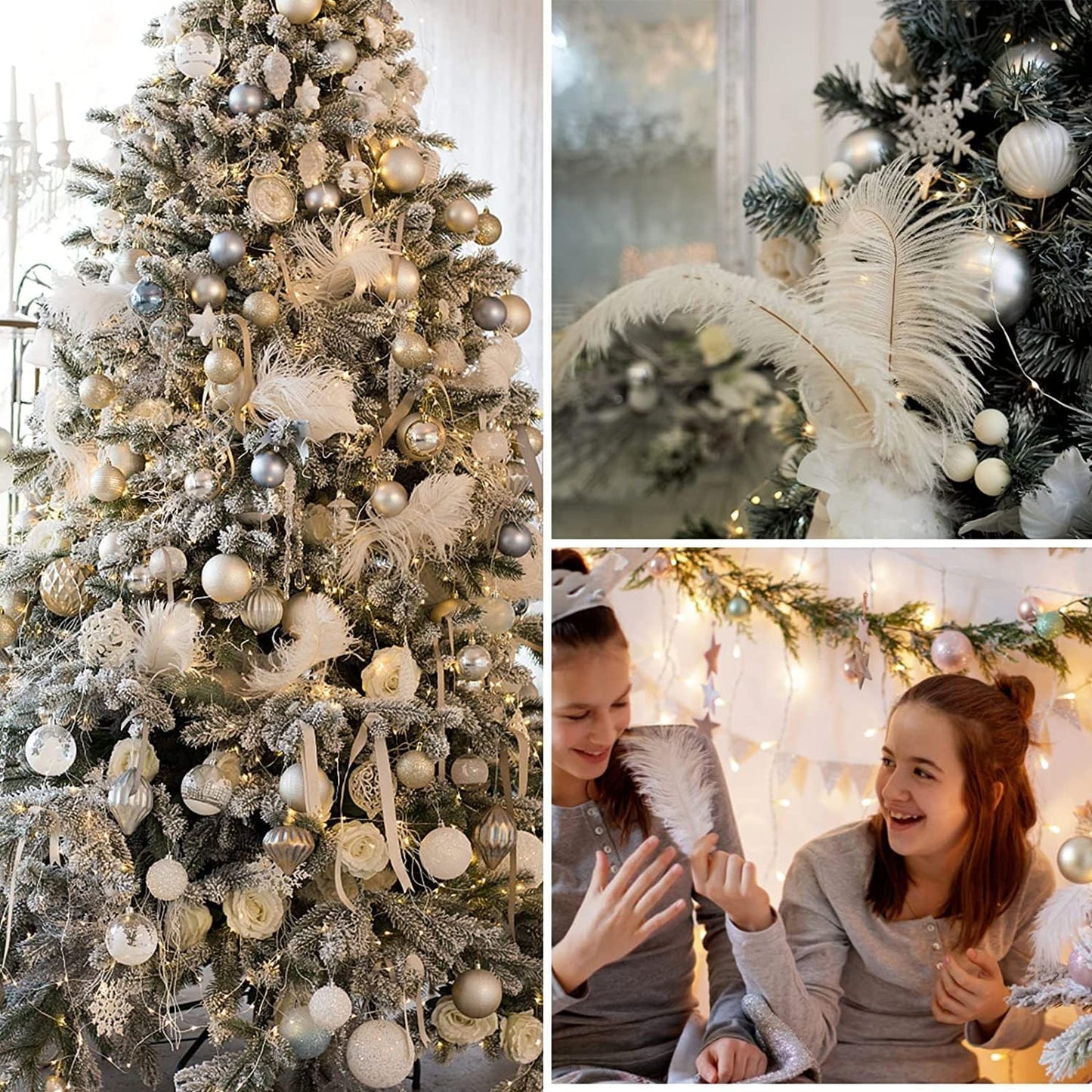 NEWONG 30pcs Light Blue Ostrich Feathers Natural Bulk 11-14inch(28-35cm) Vase Craft Wedding Home Party Centerpieces Christmas Day Decoration