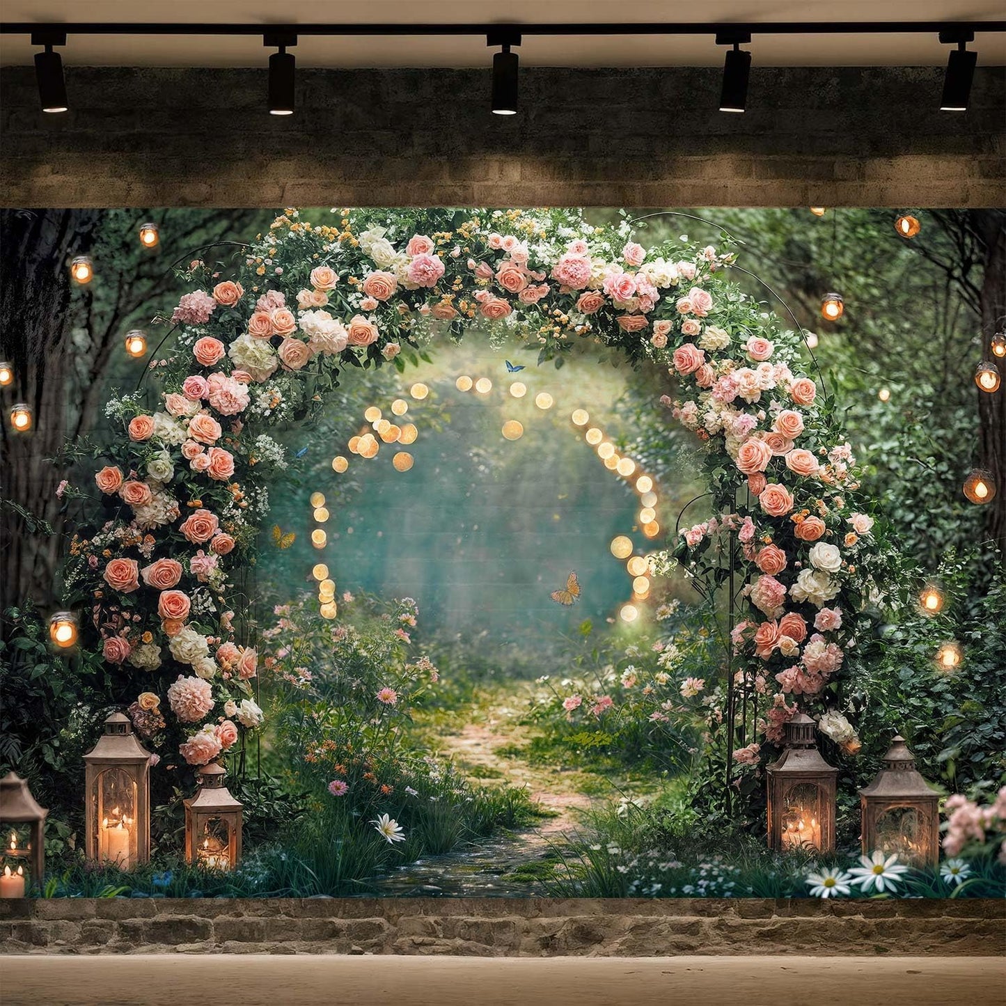 20x10ft Enchanted Forest Wedding Photography Backdrop Wonderland Roses Fairy Tale Backdrop Pink Flower Birthday Newborn Baby Shower Wedding Bridal Party Banner Photo Booth Props Anniversary Background