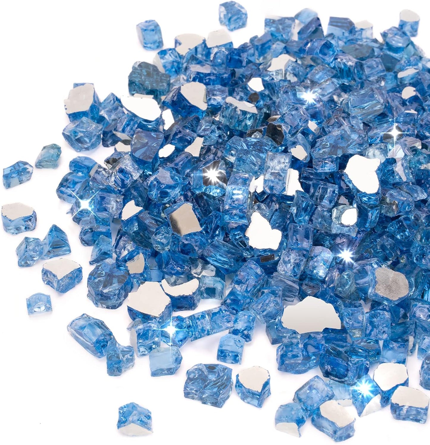 Stanbroil 10-Pound Fire Glass - 1/4 inch Reflective Tempered Fire Glass for Fireplace Fire Pit, Pacific Blue