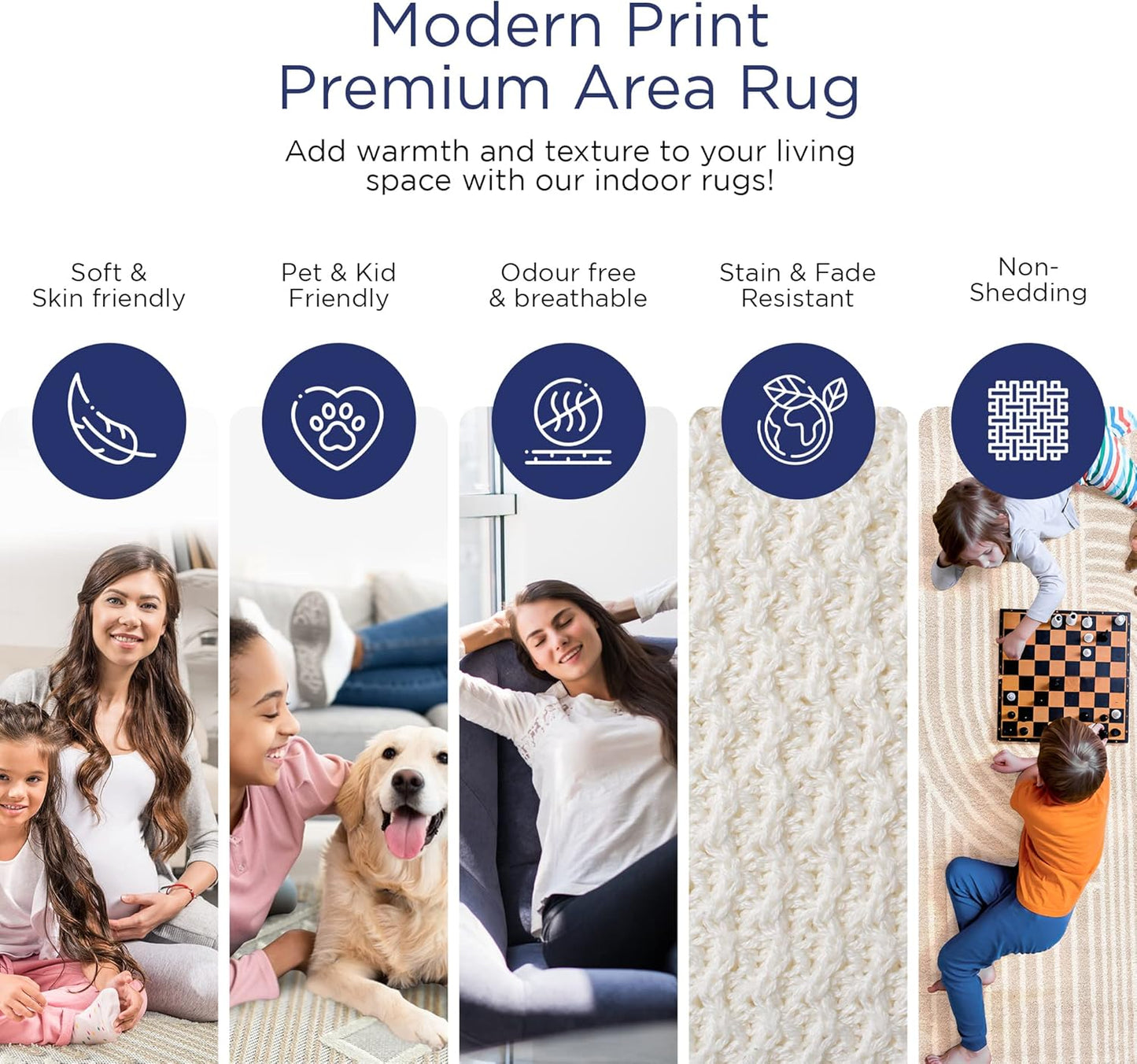 Abani Area Rug for Living Room -Nuevo 4' x 6' Beige Arch Pattern Area Rug, Soft and Durable Living Room Rug, Stain and Fade Resistant, Chic Modern Design, Pet & Kid Friendly