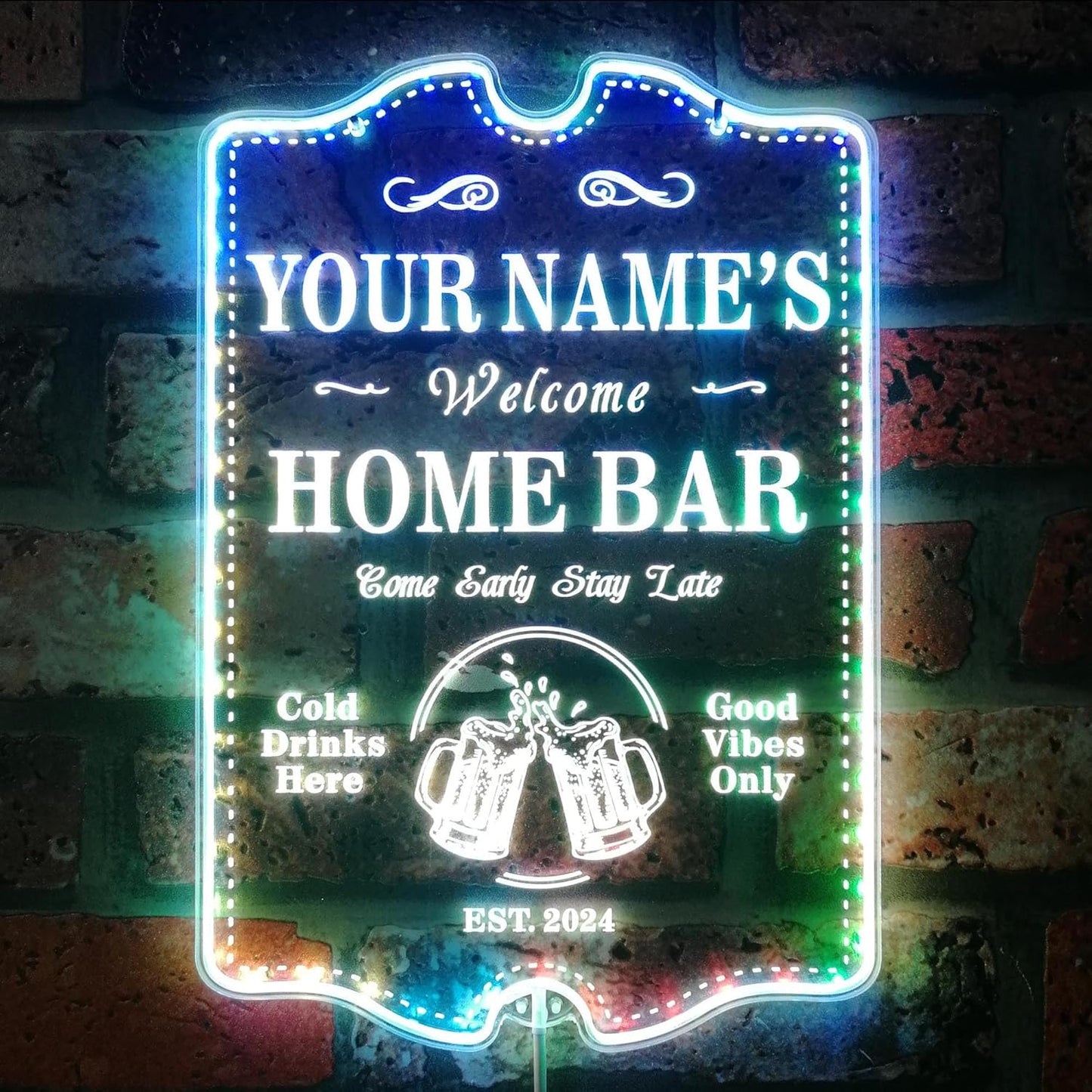 ADVPRO Personalized Your Name Home Bar RGB Dynamic Glam LED Sign - Cut-to-Edge Shape - Smart 3D Decoration - Multicolor Signage st06s32-fnd-p11c-tm-c