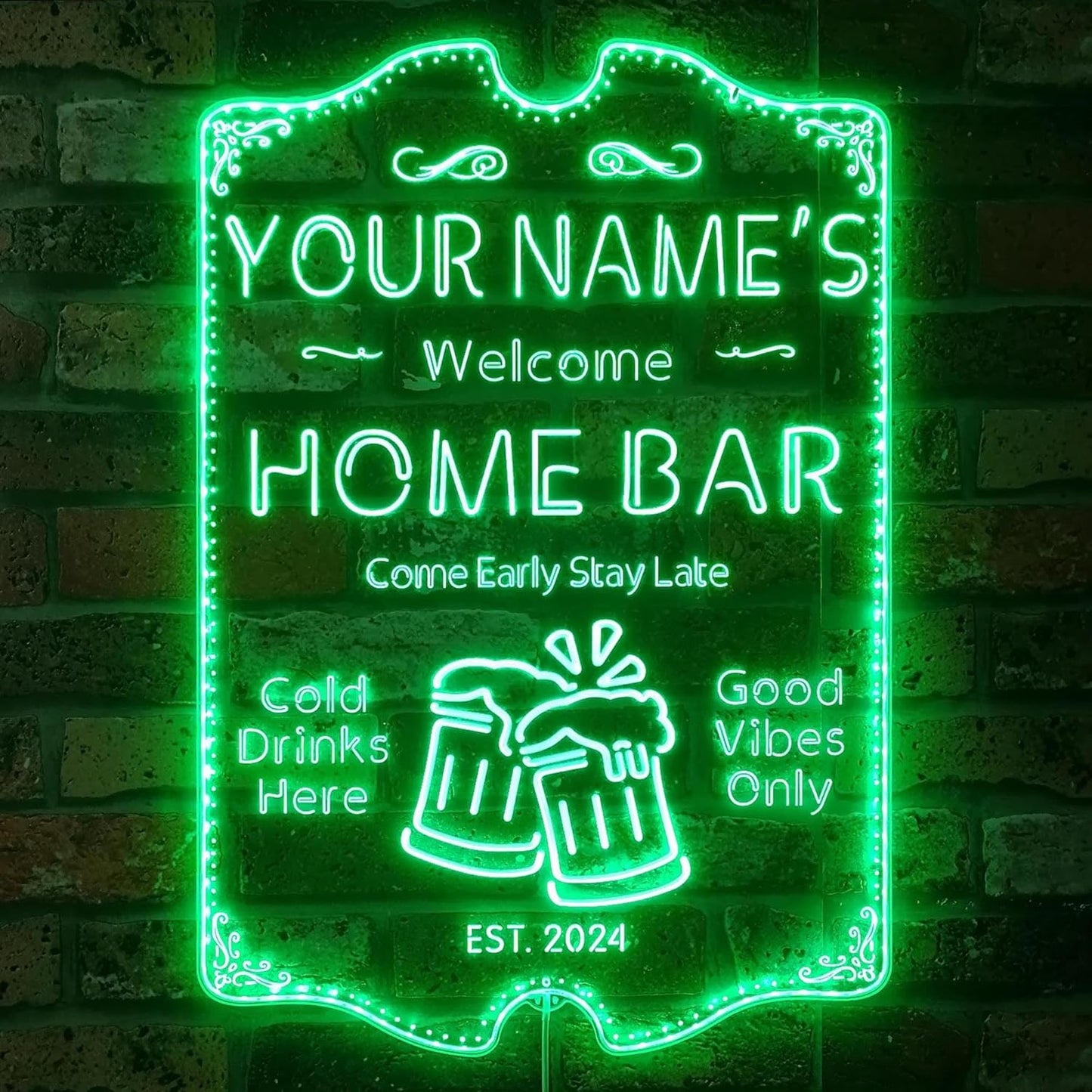 ADVPRO Personalized Your Name Home Bar RGB Dynamic Glam LED Sign - Cut-to-Edge Shape - Smart 3D Decoration - Multicolor Signage st06s64-fnd-p11a-tm-c