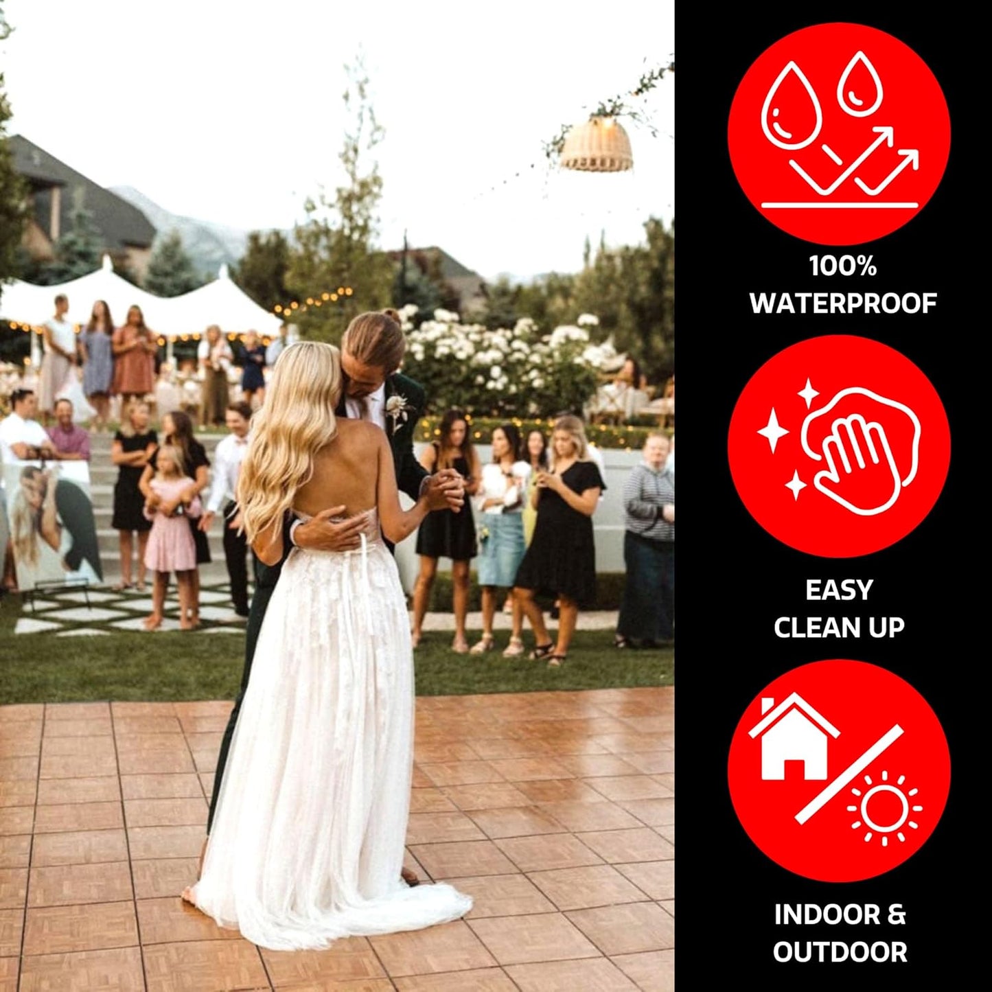 Big Floors 4X4OAKFLOOR Interlocking Lightweight Plastic Modular Dance Floor Kit (4' x 4'), Oak, 32 Piece