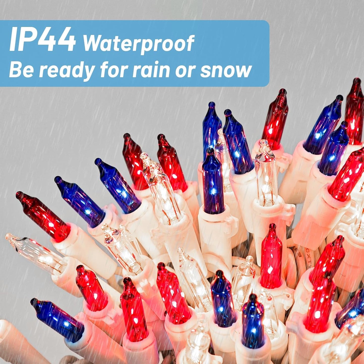 4th of July Decorations Lights Red White & Blue 100 Count 20 Feet Patriotic Mini String Waterproof Independence Day Lights for Indoor Outdoor Christmas Party Patio Memorial Day Décor