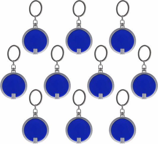 DISCOUNT PROMOS 10 Round LED Keychains - Battery included, Plastic - Blue