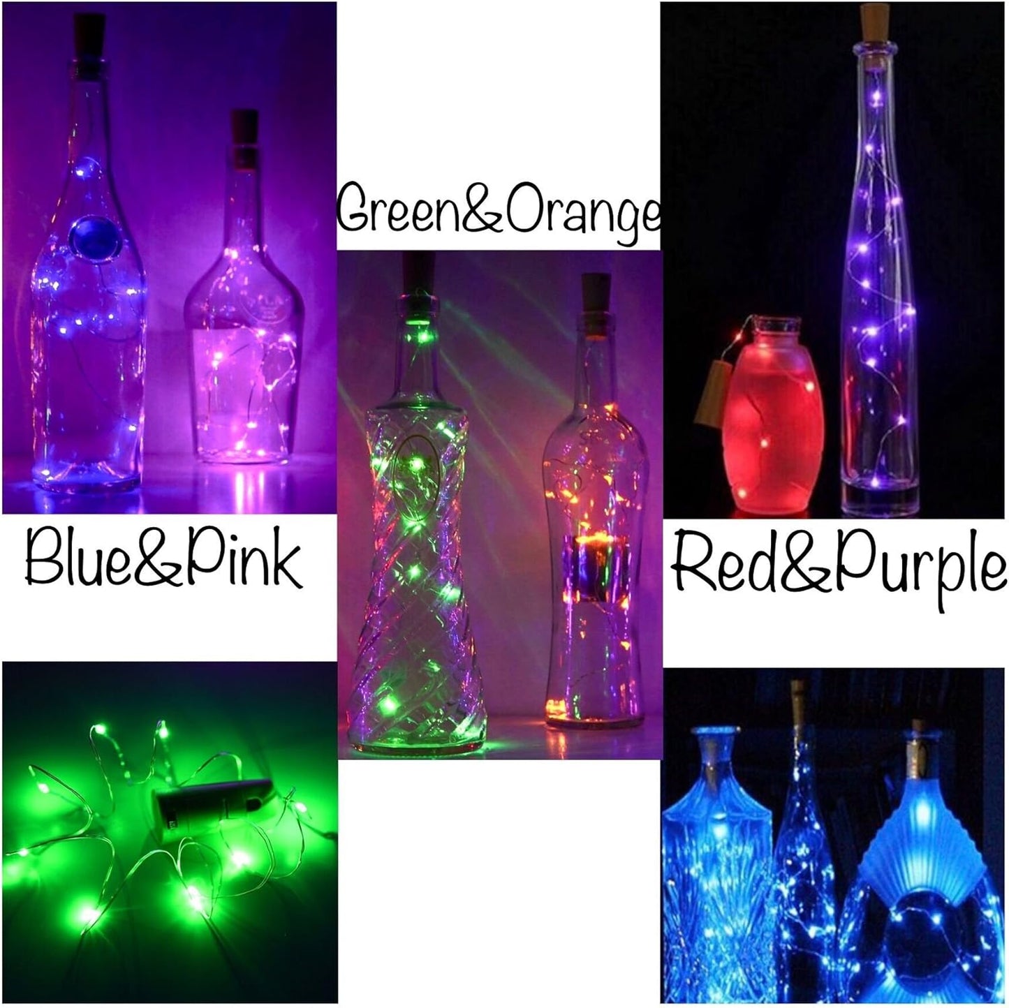 12 Pack 20 LED Wine Bottle Cork Lights, Fairy Mini String Lights Copper Wire, Battery Operated Starry Lights for DIY, Christmas, Halloween, Wedding, Party, Indoor&Outdoor (12 Pack, Multi Color)