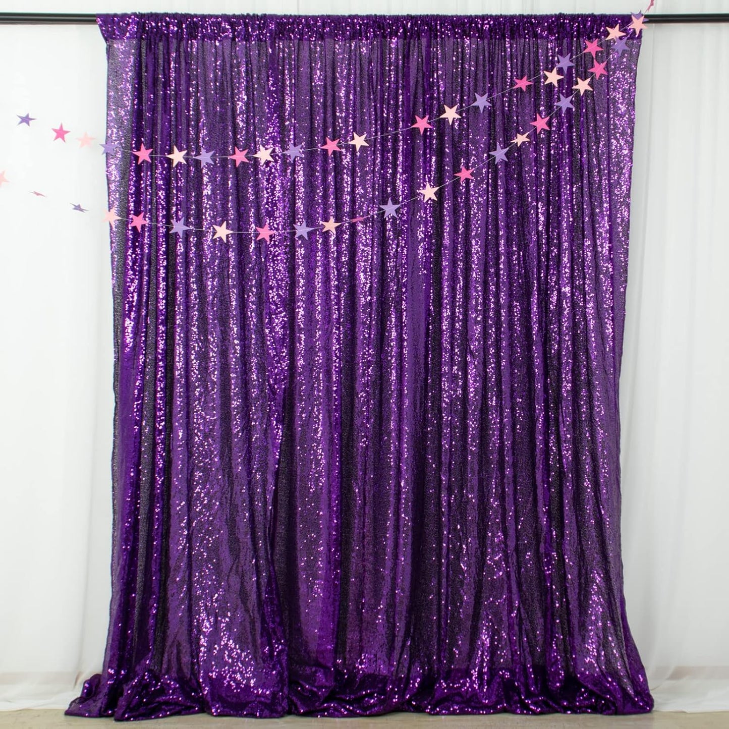 ShinyBeauty Sequin Backdrop Curtain Purple 5FTx10FT Sparkly Wedding Drapes Glitter Curtain for Parties Purple Photography Backdrops Sequin-Backdrop