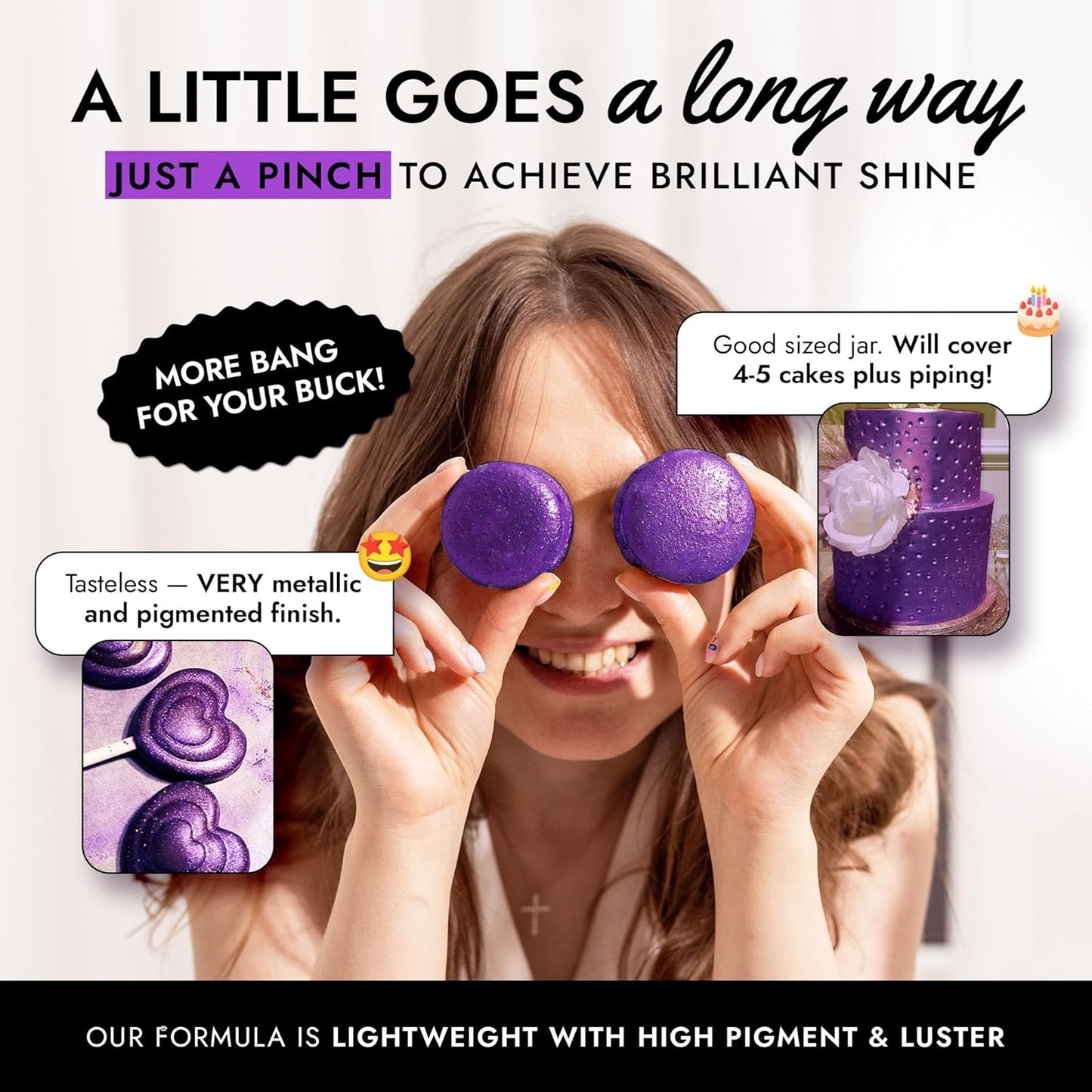 MONÉGASQUE Purple Edible Glitter for Drinks 15g – Violet Edible Glitter for Cakes & Cocktails – Purple Luster Dust for Cocktails – Violet Food Coloring for Cupcakes & Halloween Cake Decorations Spray