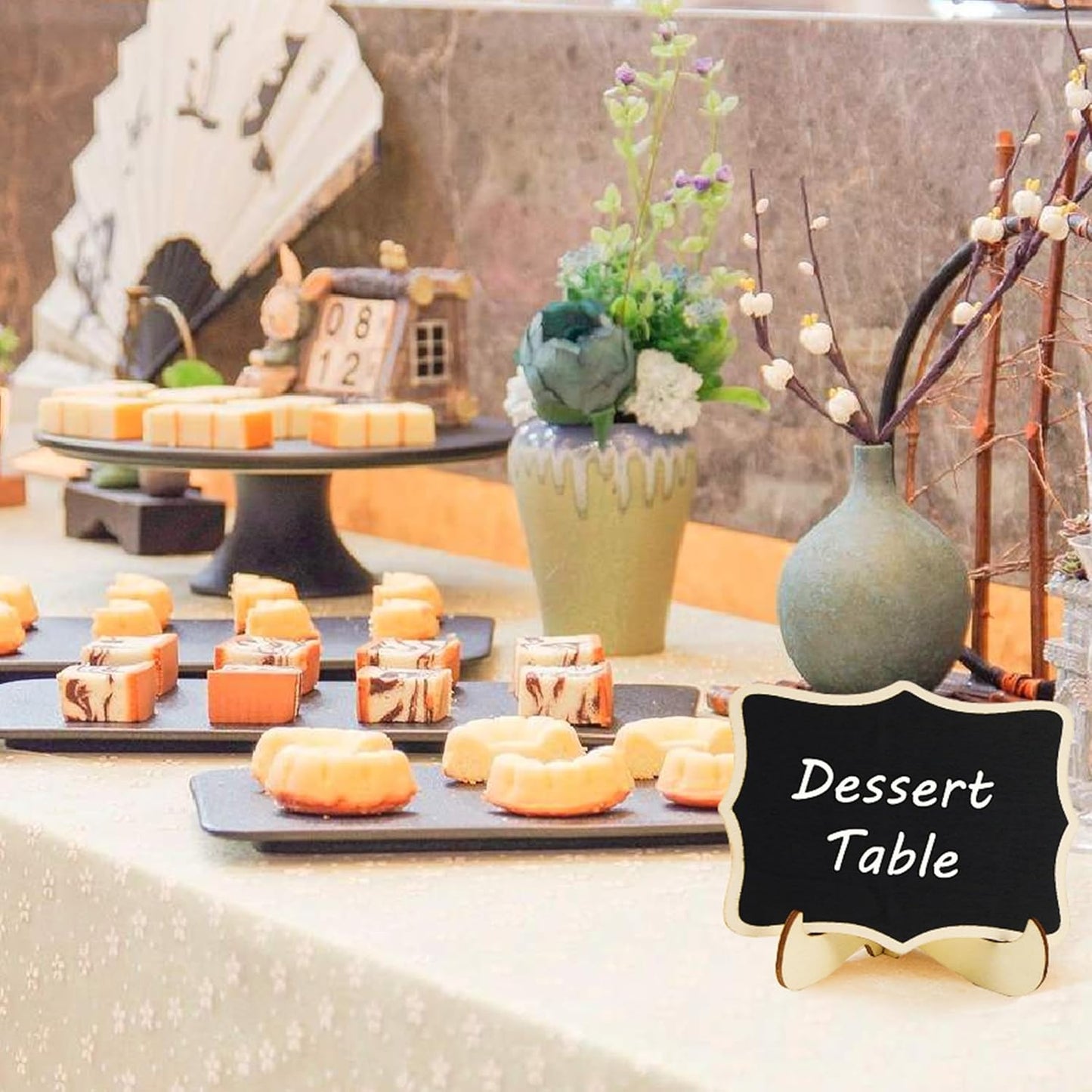 Mini Chalkboard Signs, 60 Pack Food Labels for Party Buffet or Wedding Celebrations with 120 Easel Stands and 12 Liquid Chalk Pens - Perfect Place Cards for Table Settings & Numbers