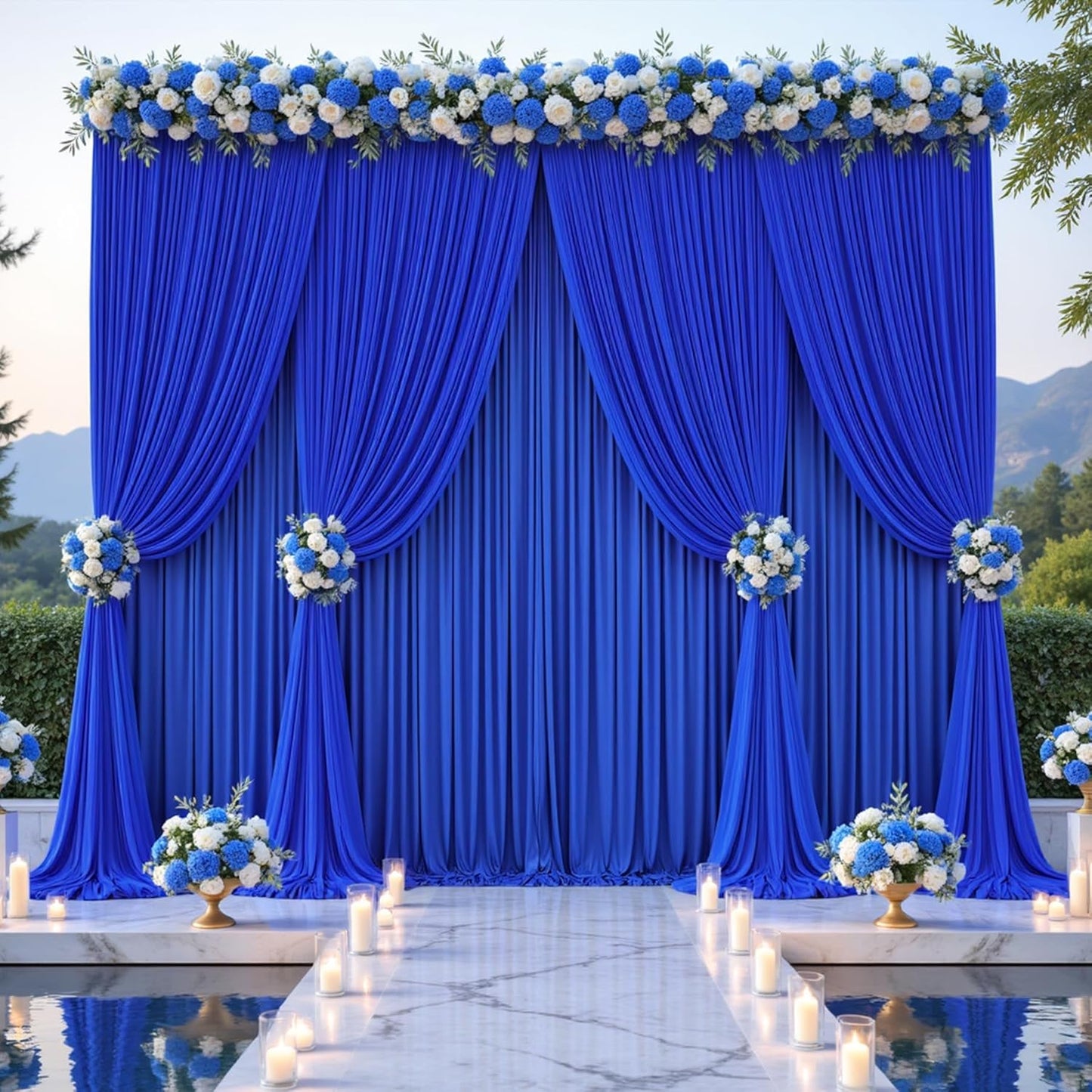 Royal Blue Tulle Backdrop Curtain for Parties Wedding,5ft x 10ft Wrinkle Free Curtain Backdrop,2 Layer Drapes for Backdrop,Polyester Wedding Back Drop for Bridal Shower Birthday Baby Shower