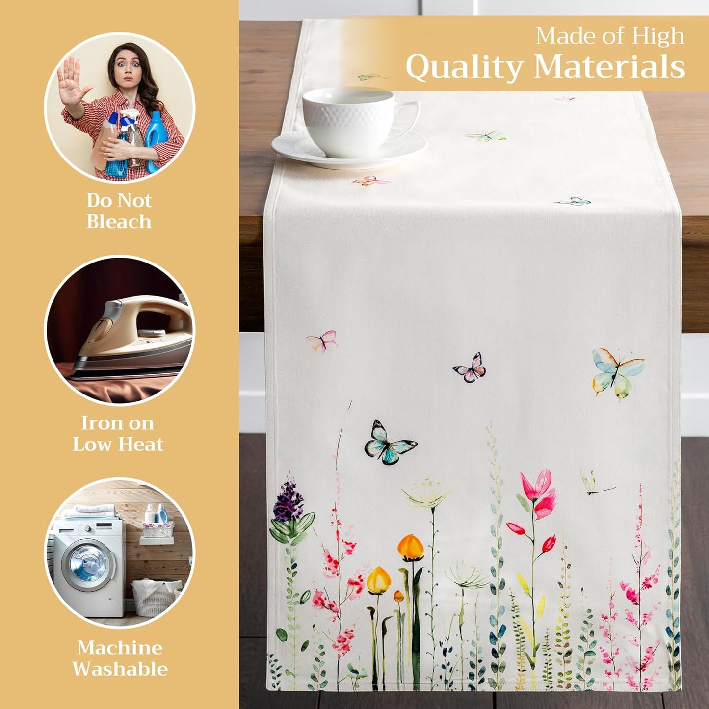 Maison d' Hermine Table Runner 100% Cotton Double Layer Table Runners 108 inches Long Decorative for Home Kitchen Dining Party Wedding Bridal Shower Spring Summer (Botanical Fresh, 14.50" x 108")