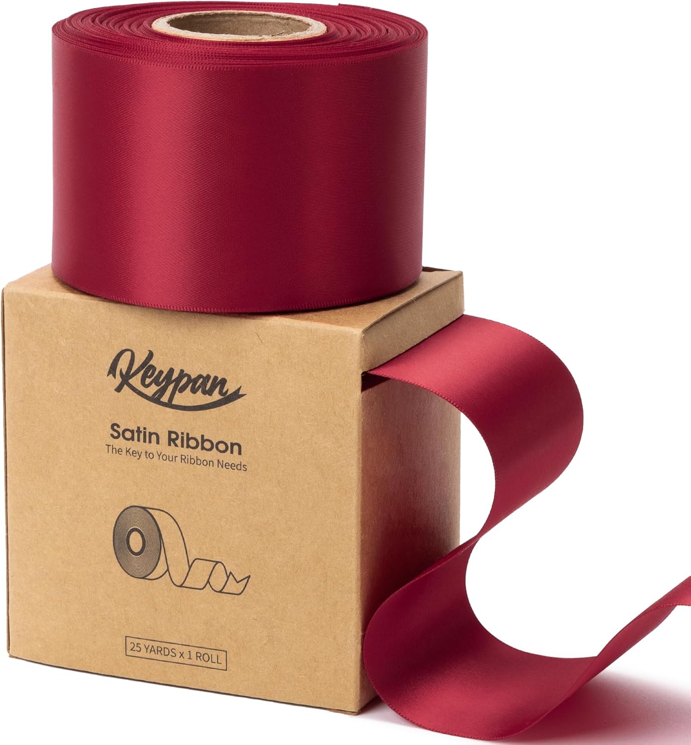 Burgundy Satin Ribbon 2.5 Inch Double-Faced Ribbons 25 Yards for Christmas Gift Wrapping Flower Bouquet Wedding Paper Bows Invitations Crafts