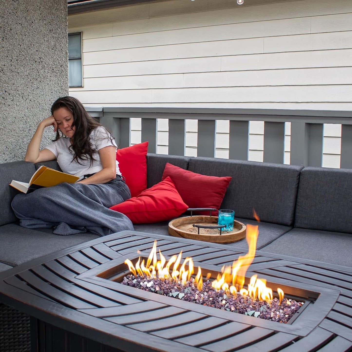 Stanbroil 10-Pound Fire Glass - 1/4 inch Reflective Tempered Fire Glass for Fireplace Fire Pit, Violet Reflective