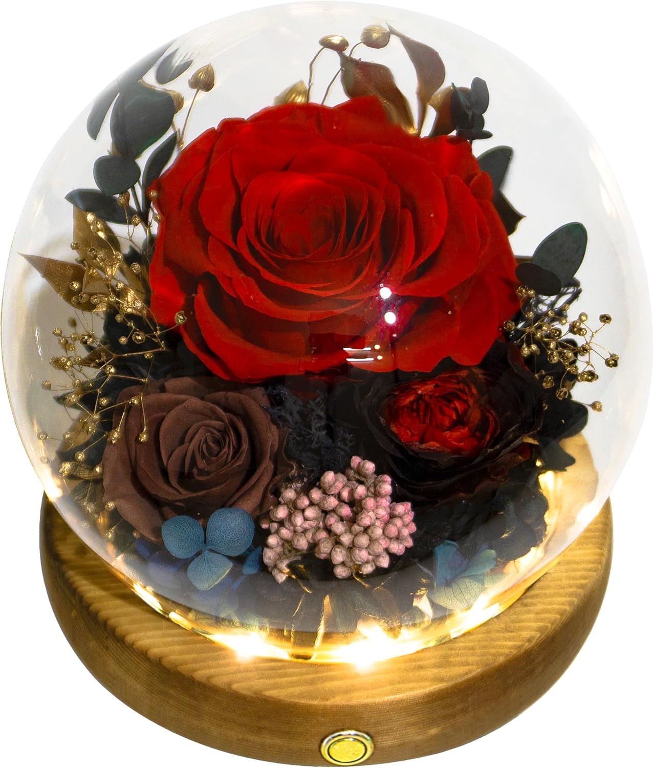 Valley of Rain & Forest Long-Lasting Real Flowers, Unique Floral Gift For you to send Love for All Occasions, for Indoor Decoration (Red Rose, Brown Rose, Black-Red Austin Rose)