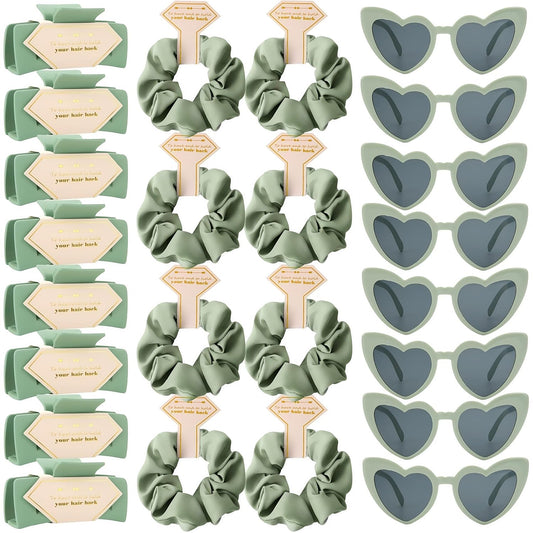 Bridesmaid Scrunchies Proposal Gifts Bachelorette Hair Claws Clips Girls heart sunglasses for Wedding Party Favors (Sage Green)