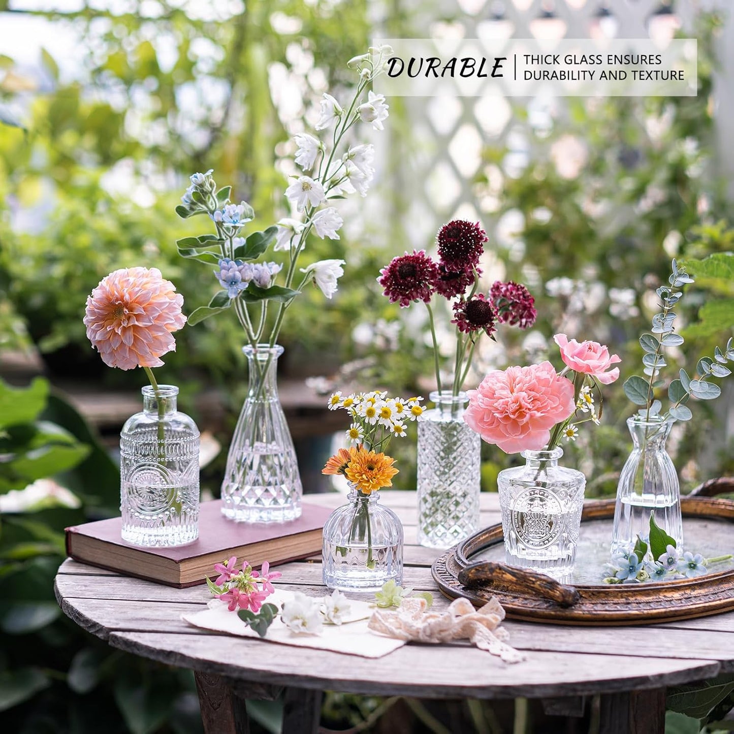 12pcs Glass Bud Vase Set, Small Clear Flower Vases for Centerpieces in Bulk, Mini Vintage Vase for Wedding, Home,Table Decoration