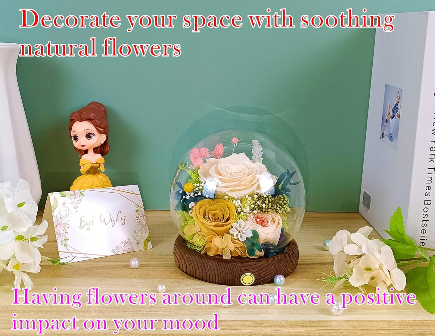 Valley of Rain & Forest Long-Lasting Real Flowers, Unique Floral Gift for You to Send Love for All Occasions, for Indoor Decoration (Champagne & Yellow Roses Arrangement)