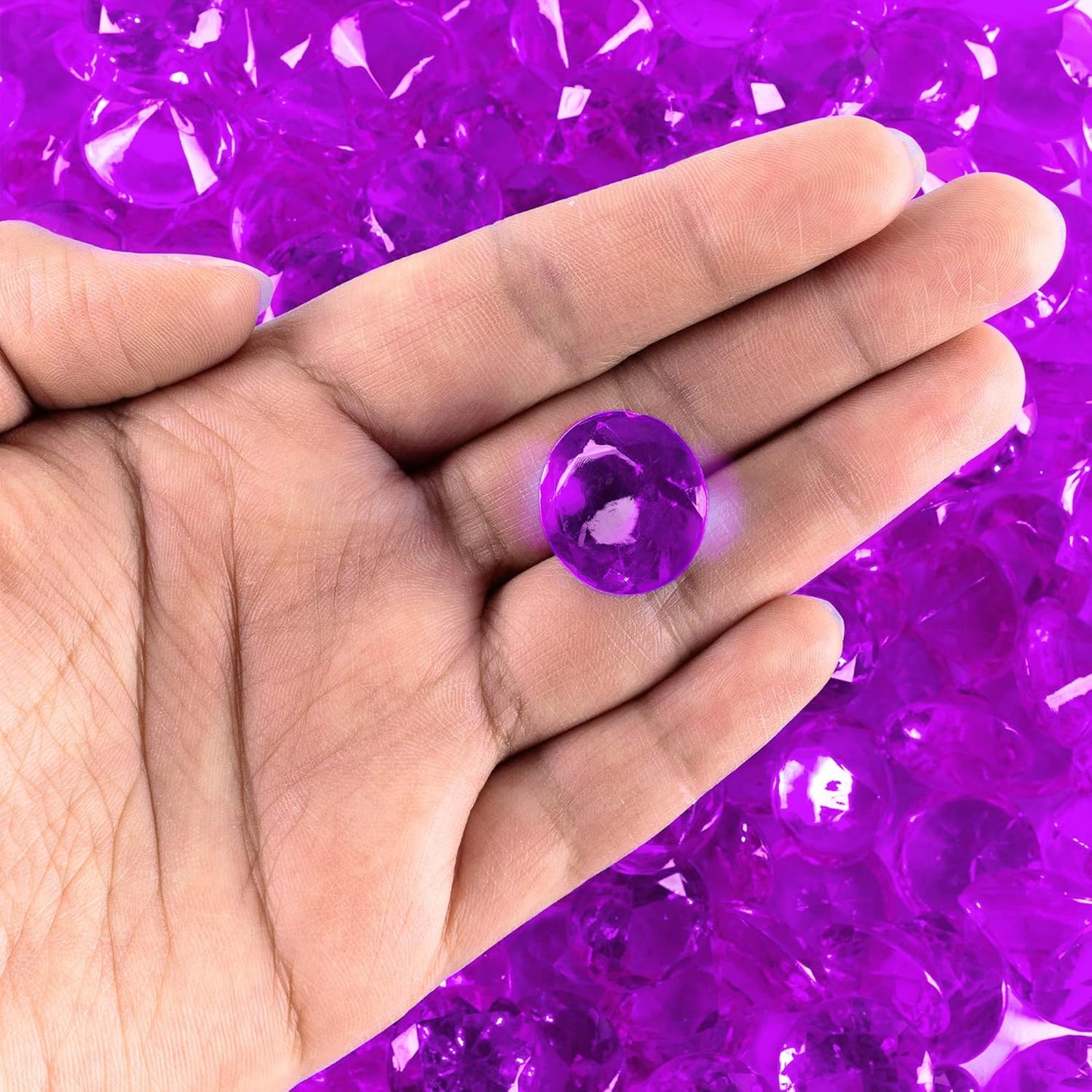 Super Z Outlet Acrylic Color Faux Round Diamond Crystals Treasure Gems for Table Scatters, Vase Fillers, Event, Wedding, Birthday Decoration Favor, Arts & Crafts (1 Pound, 240 Pieces) (Purple)
