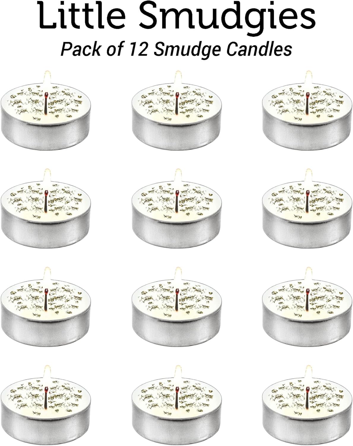 SOUL STICKS 12 Pack Little Smudgies Tealight Candles Smudge Candle for Cleansing House, Meditation, Chakra Healing | Made with Crystals and Herbs (White Sage & Peppermint)