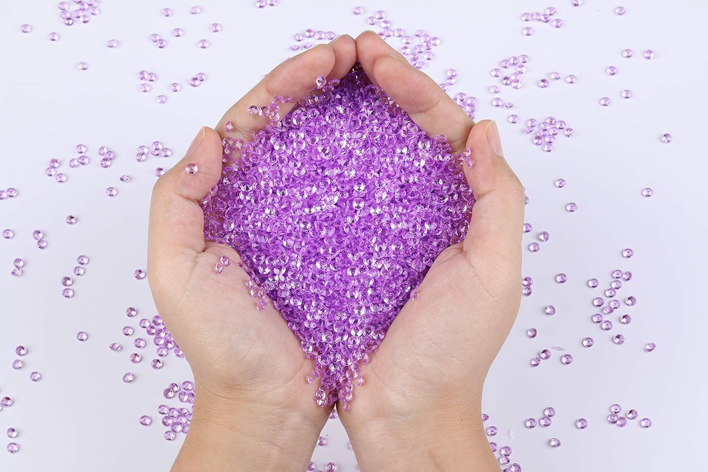 10000 pcs/Pack Wedding Table Scatter Confetti Crystals Acrylic Diamonds Vase Fillers 4.5 mm Rhinestones for Wedding, Bridal Shower, Vase Beads Decorations (Light Purple)