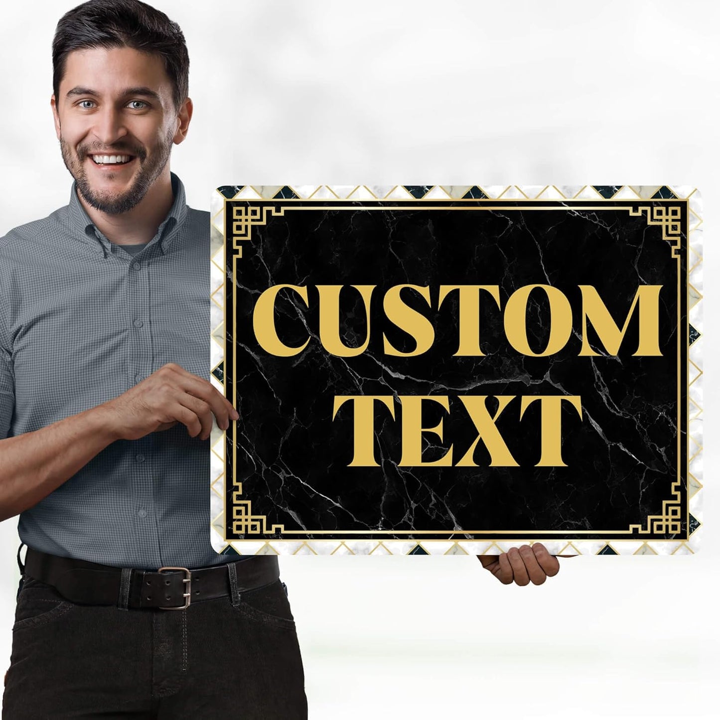 Custom Sign, Custom Street Sign, 11 Font Colors, 13 Font Styles, 4 Hole Options, 22 Sizes, 18x24 Inches, Rust Free DiBound, Fade Resistant, Made in USA by My Sign Center (Marble Tile)