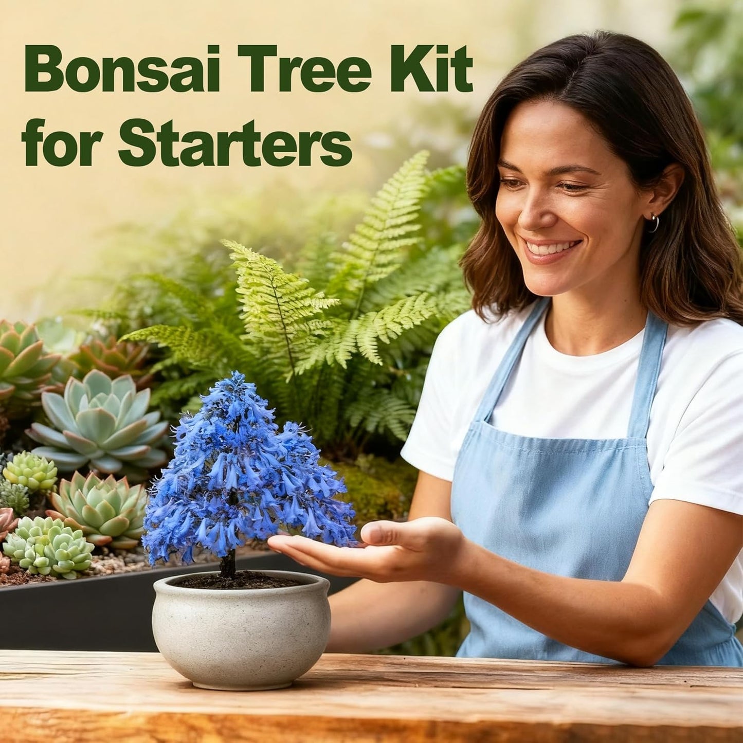 5 Pack Bonsai Tree Kit - 5 Seeds Growing Plant Bonsai Tree Live Kit for Beginners, Easy to Grow Complete Indoor Garden Starter Kits with Wooden Box & Tools, Christmas Gifts for Men Women Plant Lover