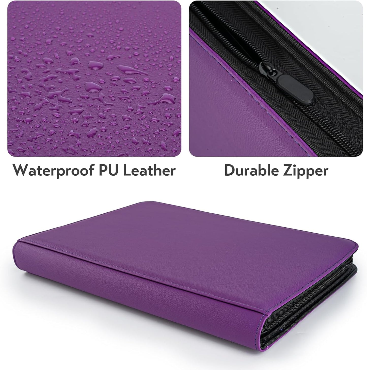 Card Binder 9 Pocket for 360 Cards - Premium Trading Card Binder with Sleeves Protection, Side Loading Card Collection Binder for TCG, MTG, YGO, One Piece Collectible Cards (Purple)