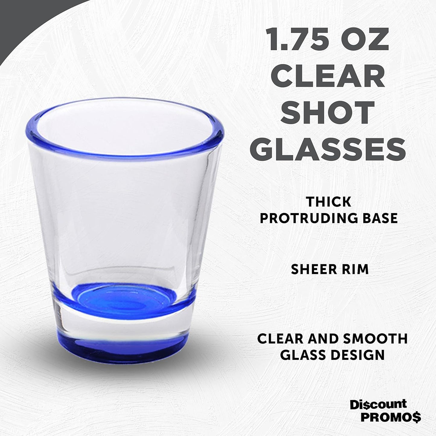 DISCOUNT PROMOS Shot Glasses Set 1.75 oz. Set of 10 Bulk Pack, Wedding Favor, Birthday Party, Tequila Shot Glasses, Vodka Shot Glass - Blue Bottom Color