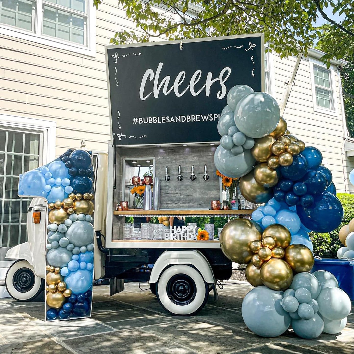 Navy Blue Gold Balloons, 12 Inch Dusty Light Blue Golden Latex Balloon Set for Boys Birthday Winter Wonderland Wedding Baby Shower Party Decorations