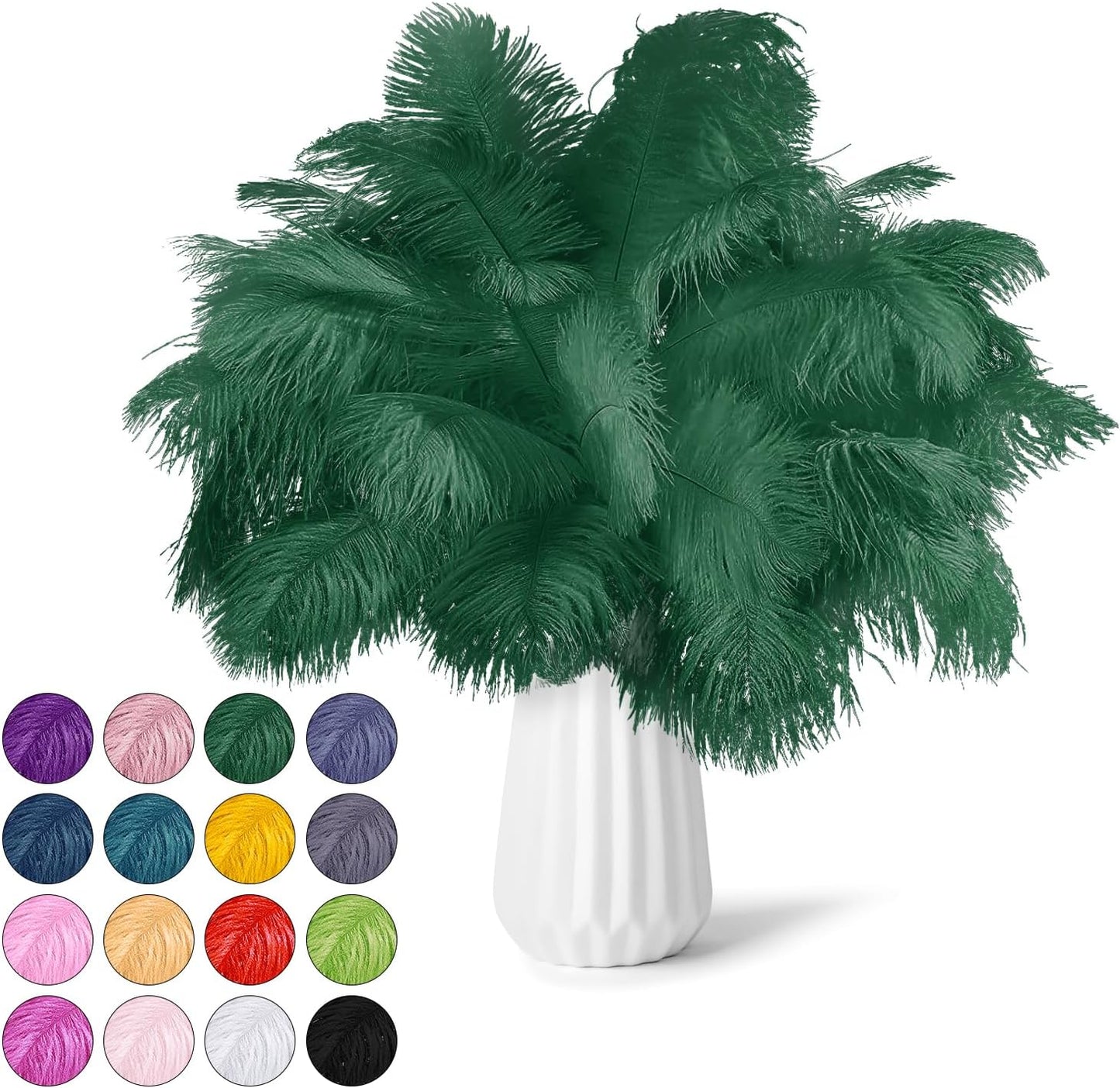 NEWONG 30pcs Blackish Green Ostrich Feathers Natural Bulk 9-12inch(23-30cm) Vase Craft Wedding Home Party Centerpieces Christmas Day Decoration
