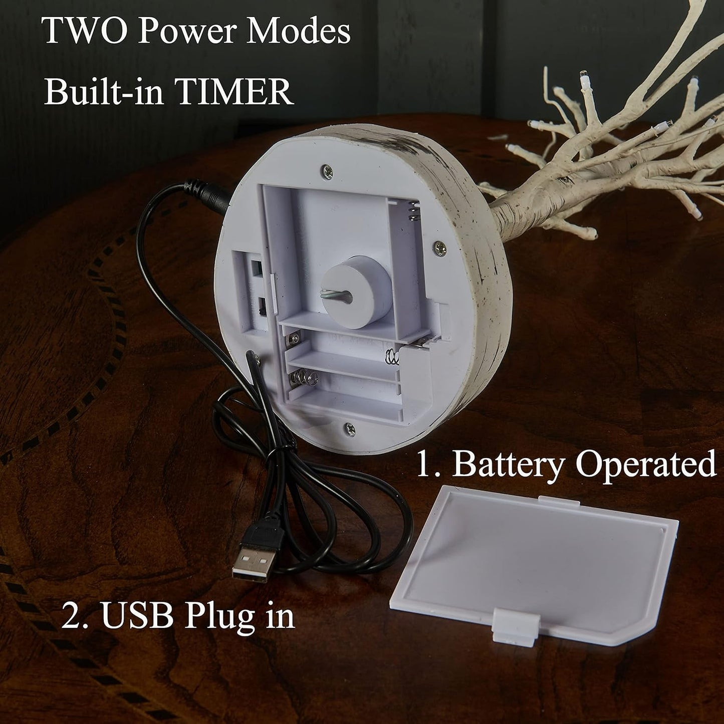 LITBLOOM Lighted Birch Tree with Timer Battery Operated or USB Plug-in 18IN 24 LED, Easter Trees with Lights for Wedding Party Home Fireplace Table Decoration