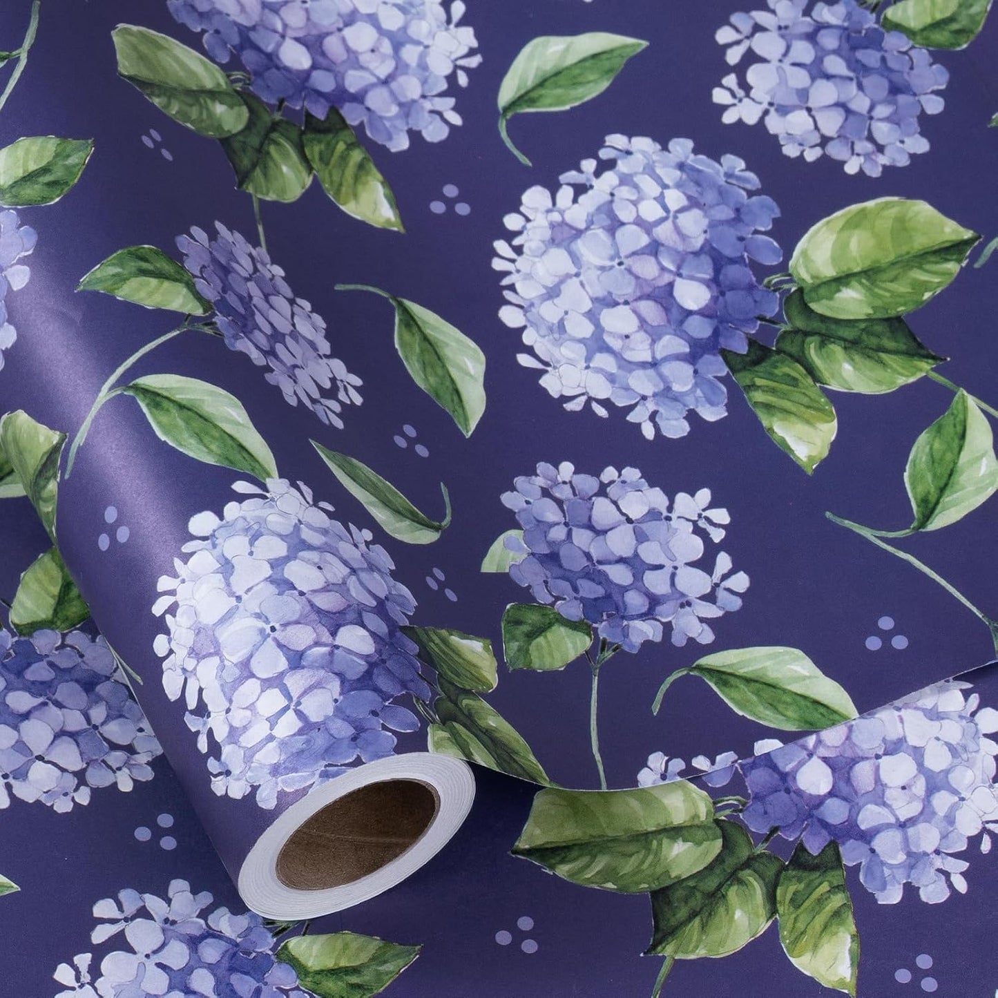 RUSPEPA Floral Wrapping Paper Roll for Women, Mini Roll, Elegant Hydrangea Flower Design Kraft Gift Wrap Paper Perfect for Birthday, Spring, Wedding, Bridal Shower, Mother's Day, 17 Inch x 16.4 Feet