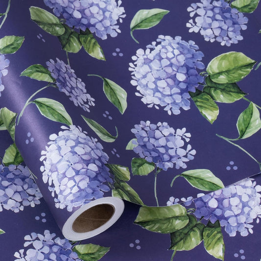RUSPEPA Floral Wrapping Paper Roll for Women, Mini Roll, Elegant Hydrangea Flower Design Kraft Gift Wrap Paper Perfect for Birthday, Spring, Wedding, Bridal Shower, Mother's Day, 17 Inch x 16.4 Feet