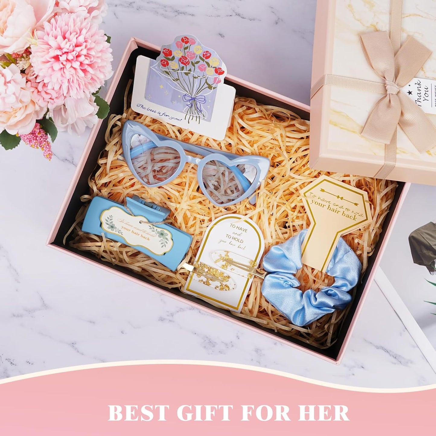 Dusty Blue Bridesmaid Proposal Gift Set, 12PCS Wedding Favors with Hair Claws, Scrunchies, Makeup Clips & Sunglasses, Birthday Gifts for Maid of Honor, Girls and Teens