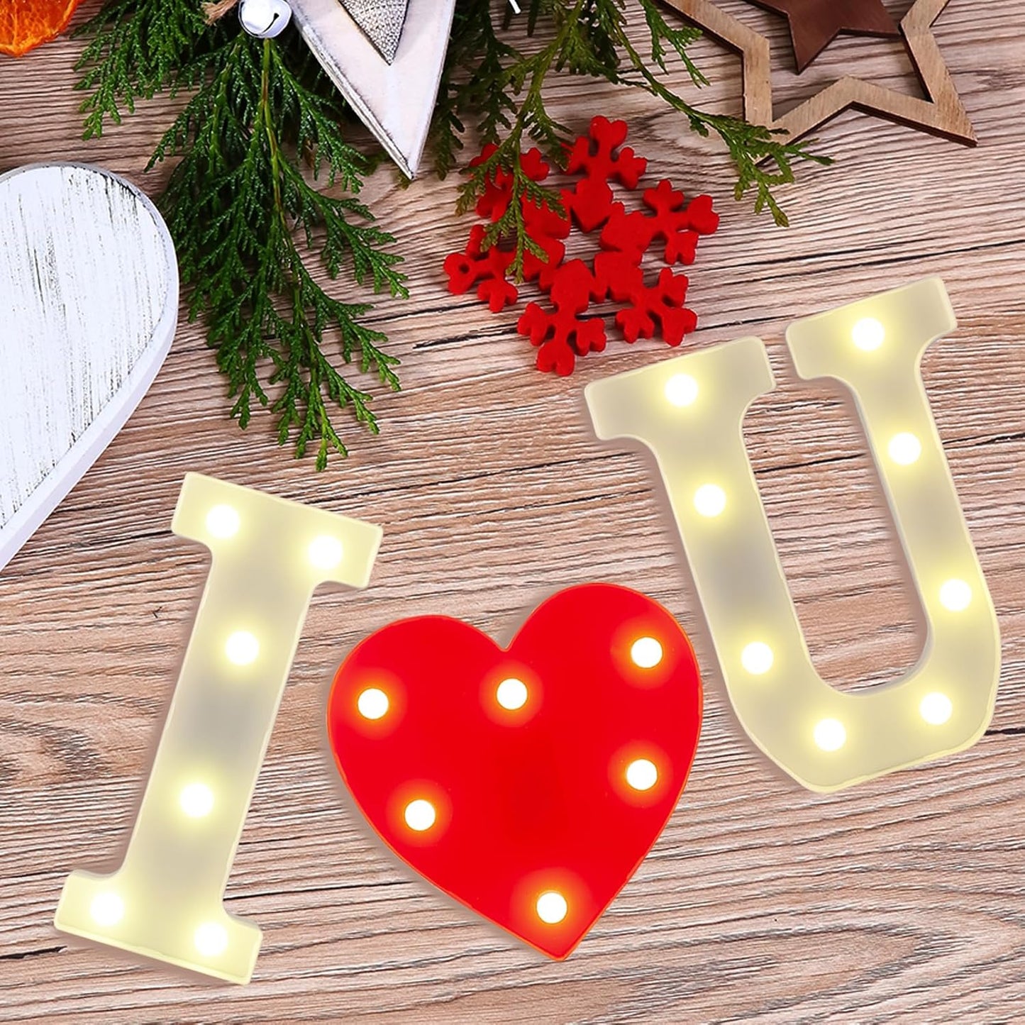 LED Marquee Letter, Light Up Letters, Decorative Led Numbers Lights, Battery Powered Light Letters I Love U Sign Lights for Wedding Proposal Decor-Warm White