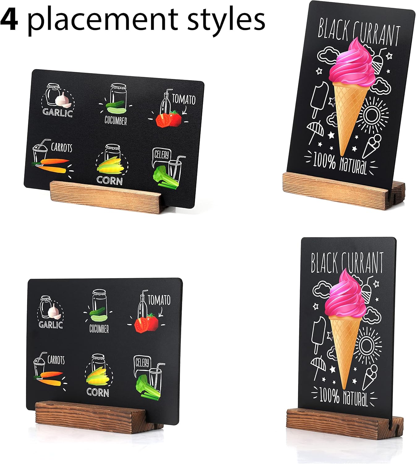 3 Pack 5x7 in Chalkboard Sign Small Blackboard Decorative with Wood Base