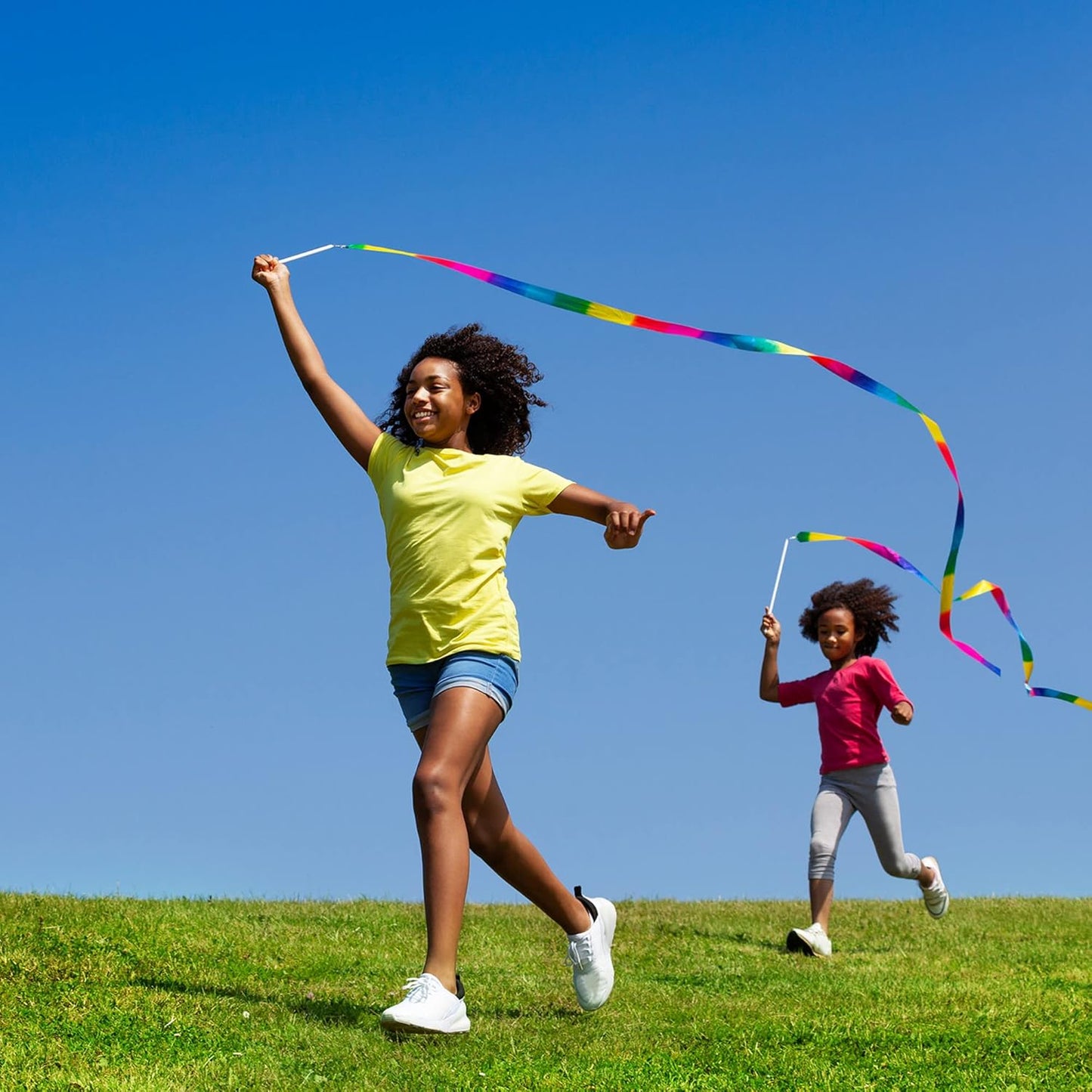 Yilloog 50 Pcs Ribbon Dancing Wands Party Favors, 78.7 Inch Artistic Gymnastics Ribbon Streamers Twirling Wands, Rainbow Birthday Decorations