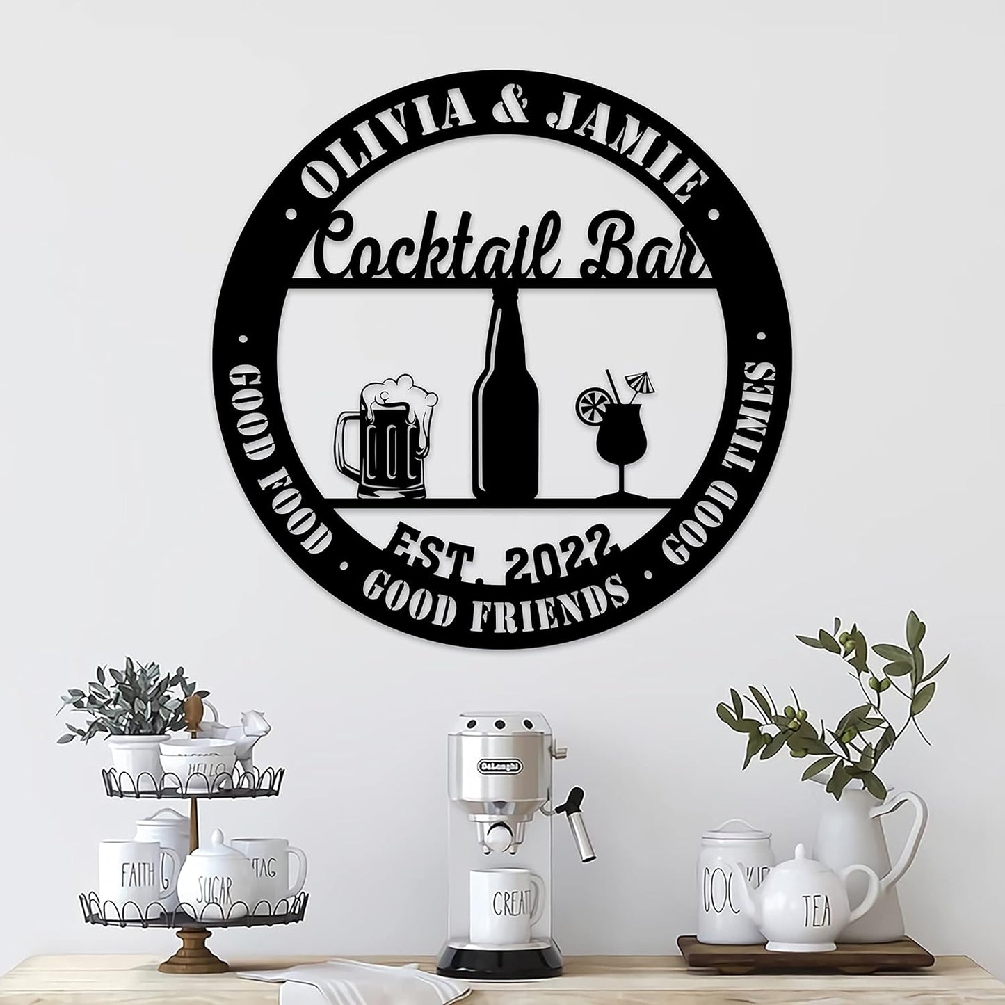 Personalized Cocktail Bar Metal Sign LED Lights, Cocktail Sign, Drinking Lounge, Cocktail Lovers Gift, Father Day Gift, Bar Decor for Home